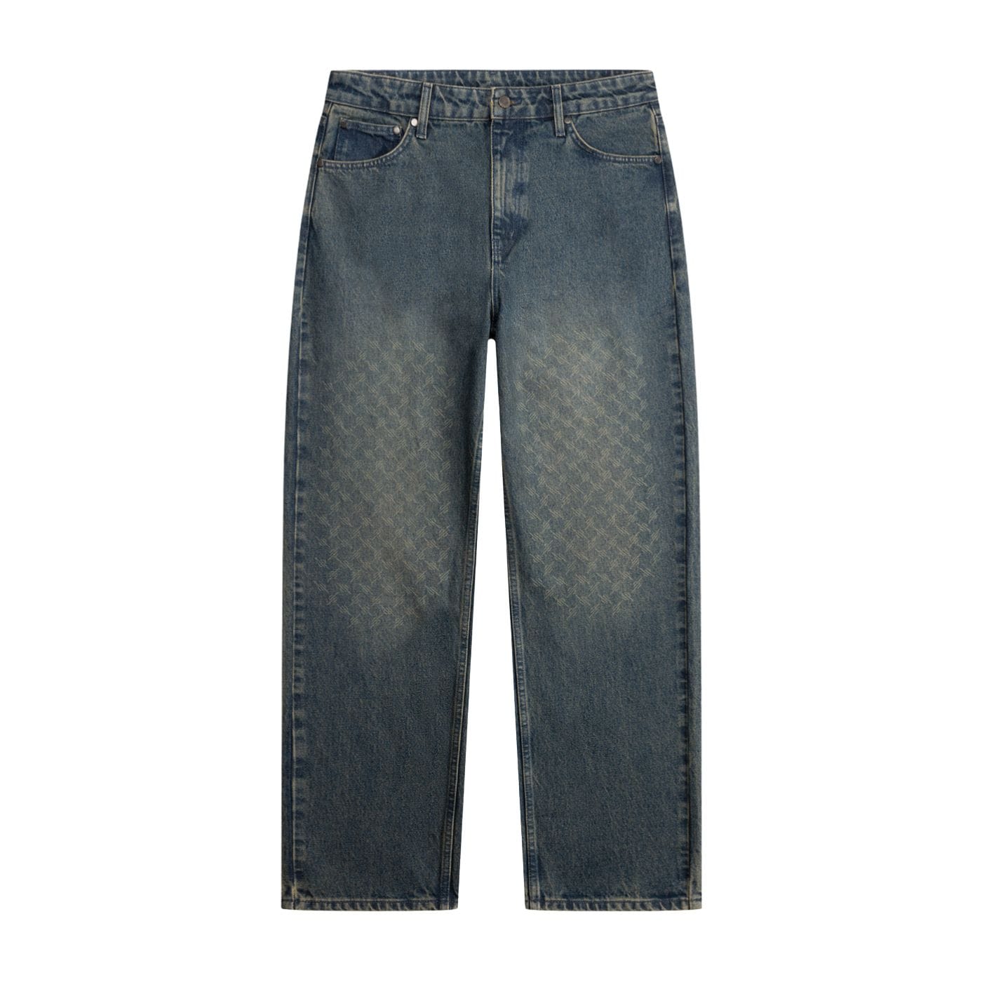 Monogram Bleached Denim Blue Faded Monogram Amba Jeans