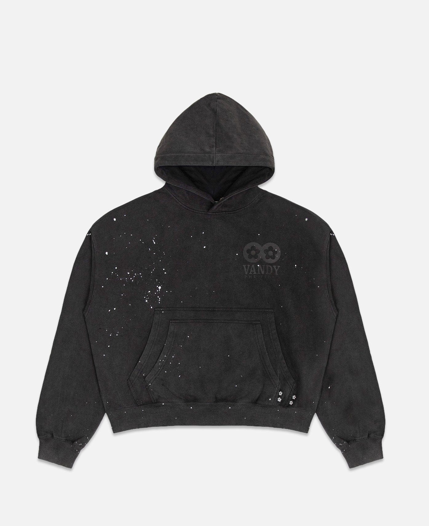 Vandy The Pink Washed Paint Splash Flower Hoodie (Black)