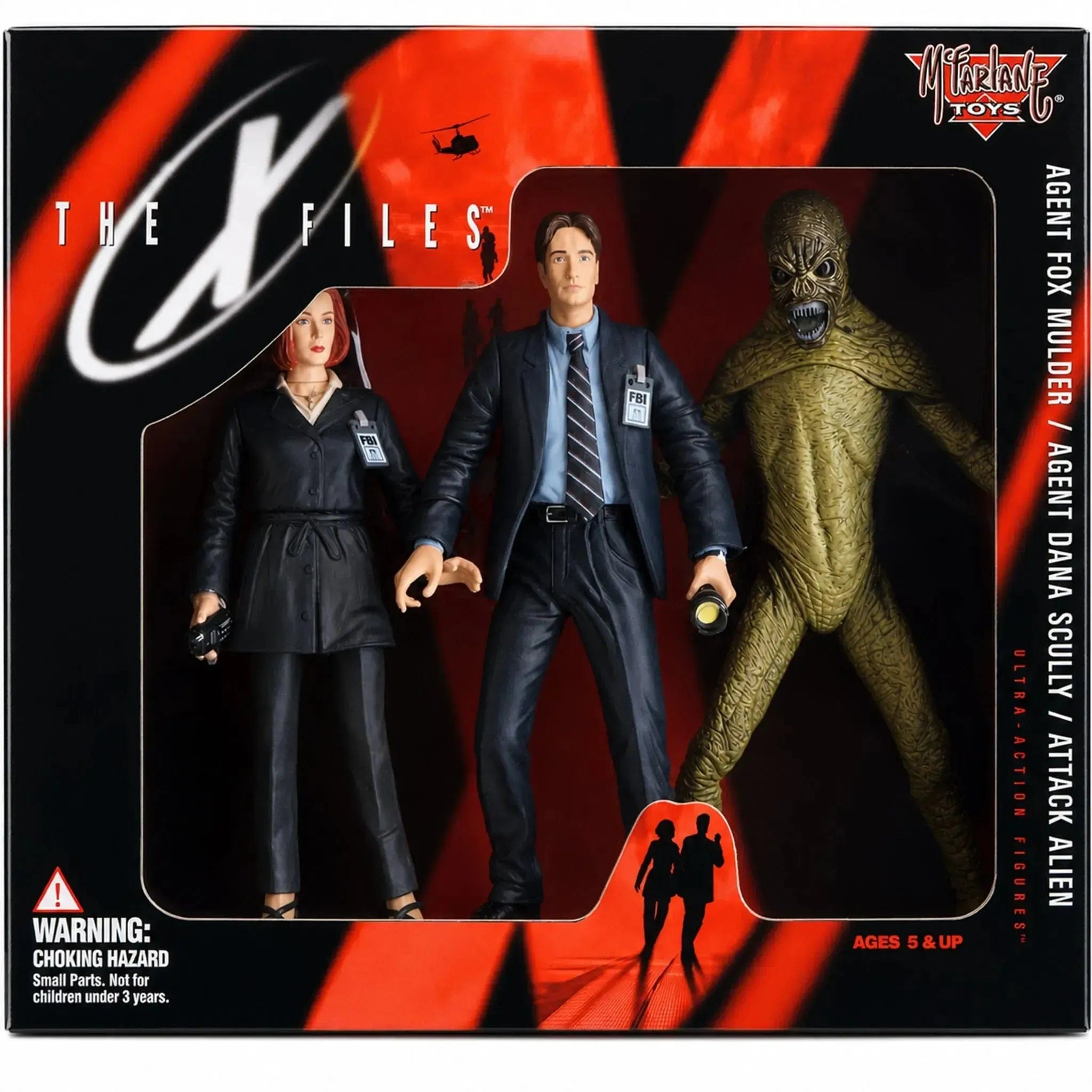 Mcfarlane Toys The X - Files - Fight the Future 3 - Pack Action Figure Set (Agent Fox Mulder, Agent Dana Scully & Attack Alien) - McFarlane Toys - Ultra Action Figures Series - (1998)