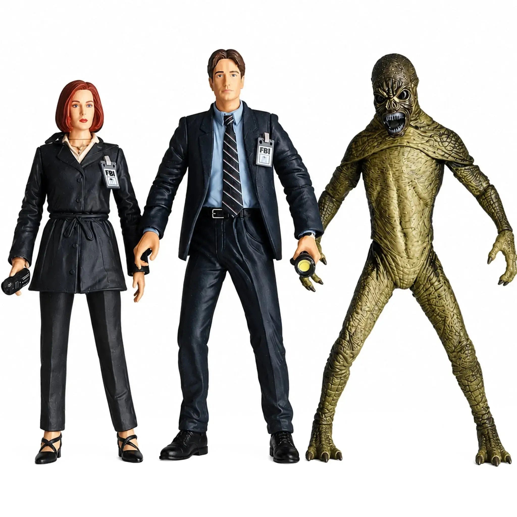 Mcfarlane Toys The X - Files - Fight the Future 3 - Pack Action Figure Set (Agent Fox Mulder, Agent Dana Scully & Attack Alien) - McFarlane Toys - Ultra Action Figures Series - (1998)