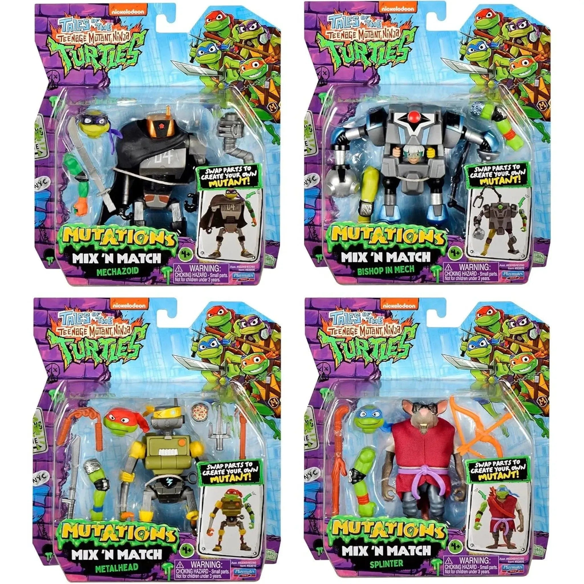 Playmates Toys Tales of the Teenage Mutant Ninja Turtles - Mix 'N Match Robots 4 - Pack Action Figure Set (Mechazoid, Bishop, Metalhead, Splinter) - Playmates Toys - (2024)