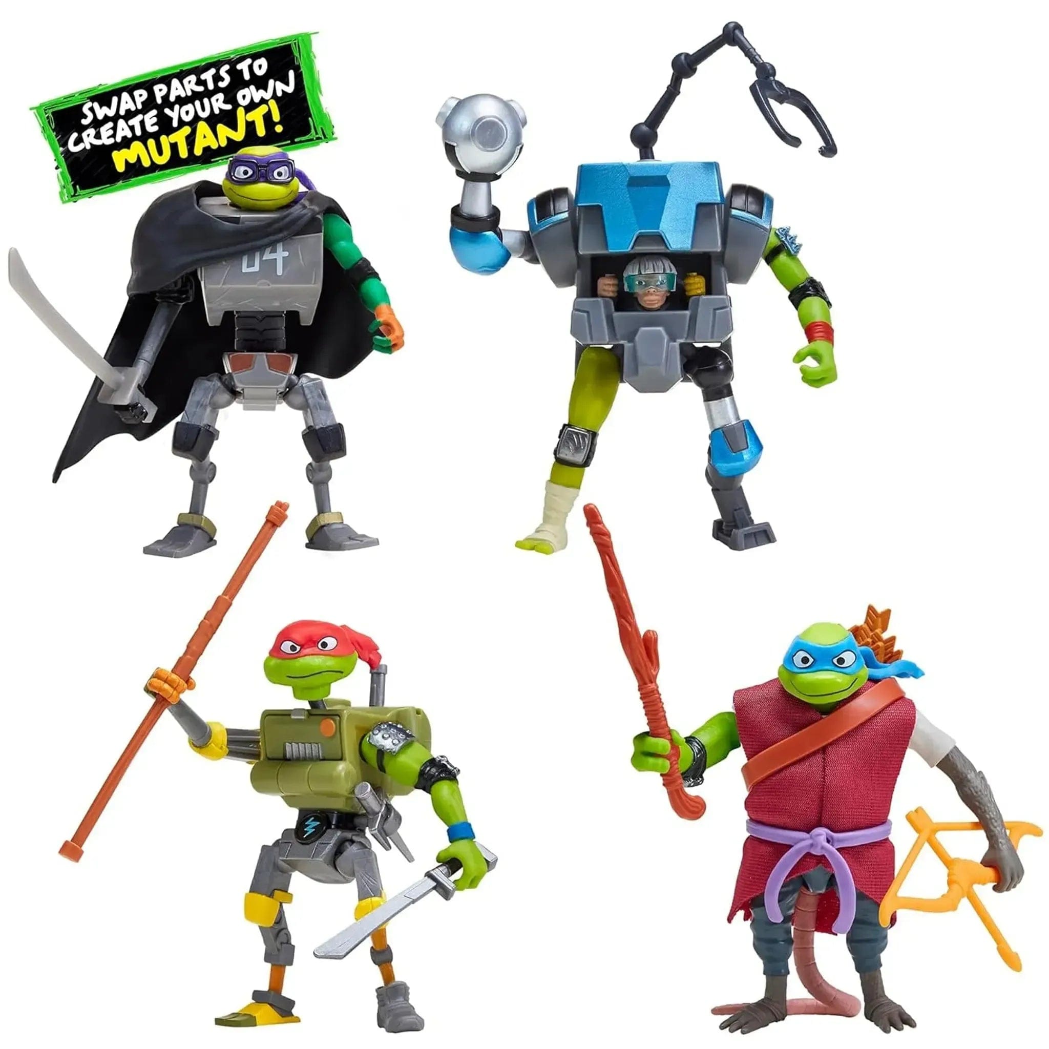 Playmates Toys Tales of the Teenage Mutant Ninja Turtles - Mix 'N Match Robots 4 - Pack Action Figure Set (Mechazoid, Bishop, Metalhead, Splinter) - Playmates Toys - (2024)