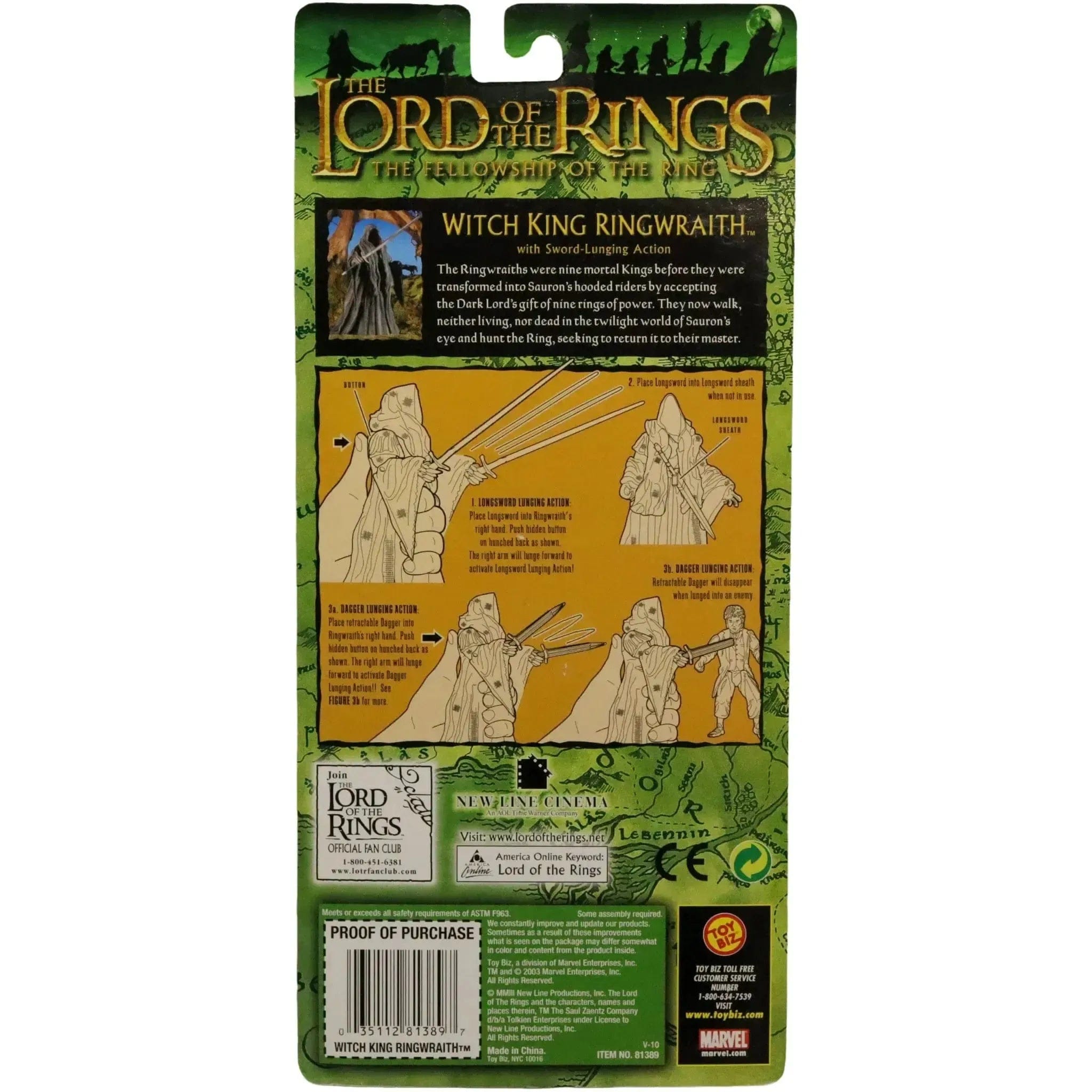 Toy Biz The Lord of the Rings: The Fellowship of the Ring - Sword Lunging Witch King Ringwraith Action Figure (7") - Toy Biz - (2003)