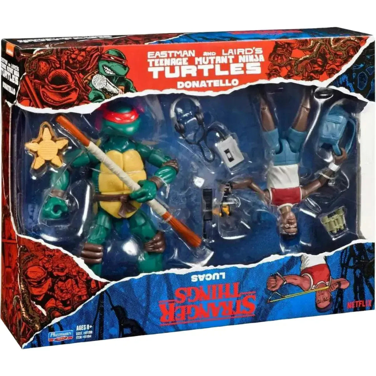 Playmates Toys Teenage Mutant Ninja Turtles x Stranger Things - Donatello & Lucas Action Figure Set (6") - Playmates Toys
