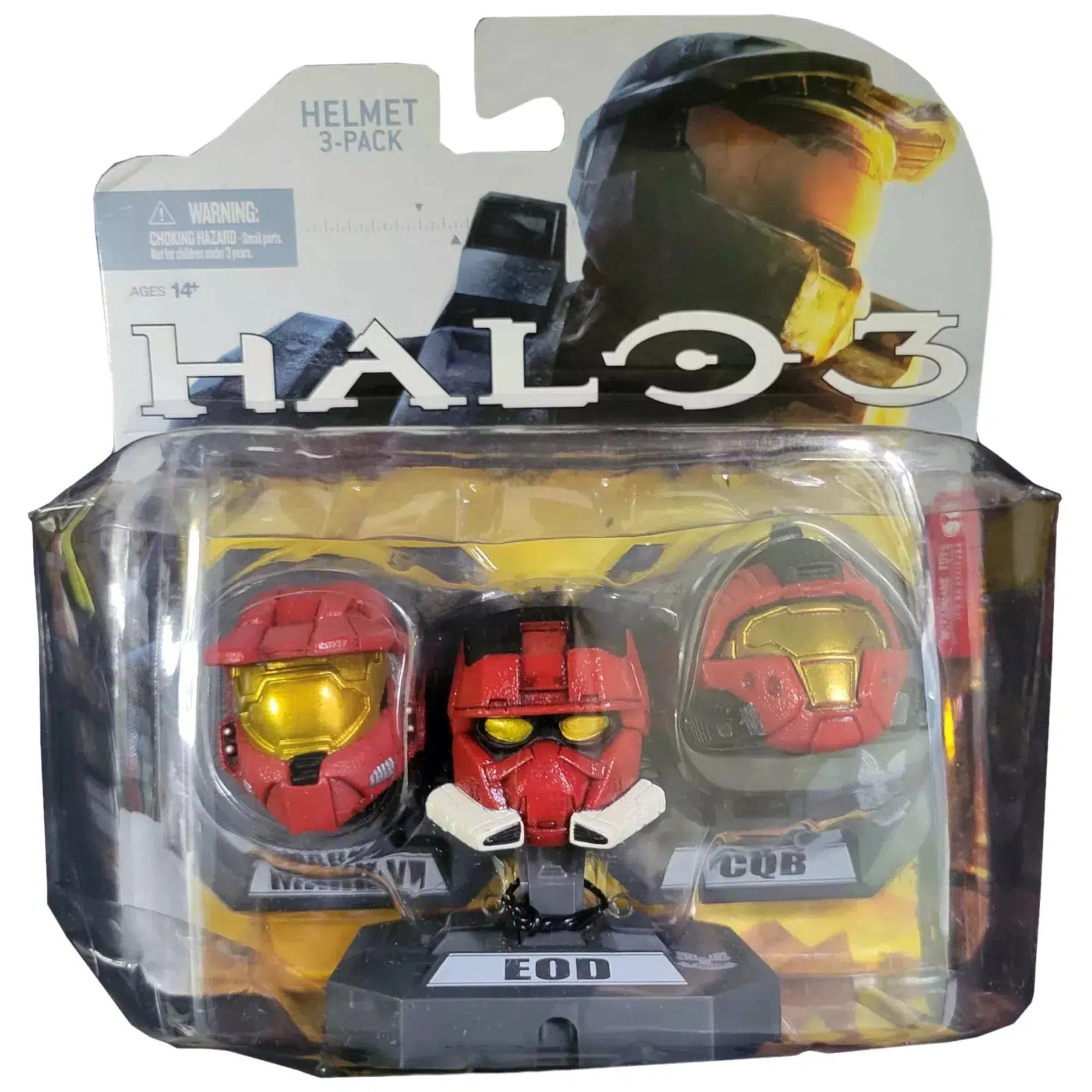 Mcfarlane Toys Halo 3 - Spartan Soldier Mounted Helmet Figures 3 - Pack (Set 1) - McFarlane Toys - EOD, Mark VI, CQB Helmets, Wave 1 Series