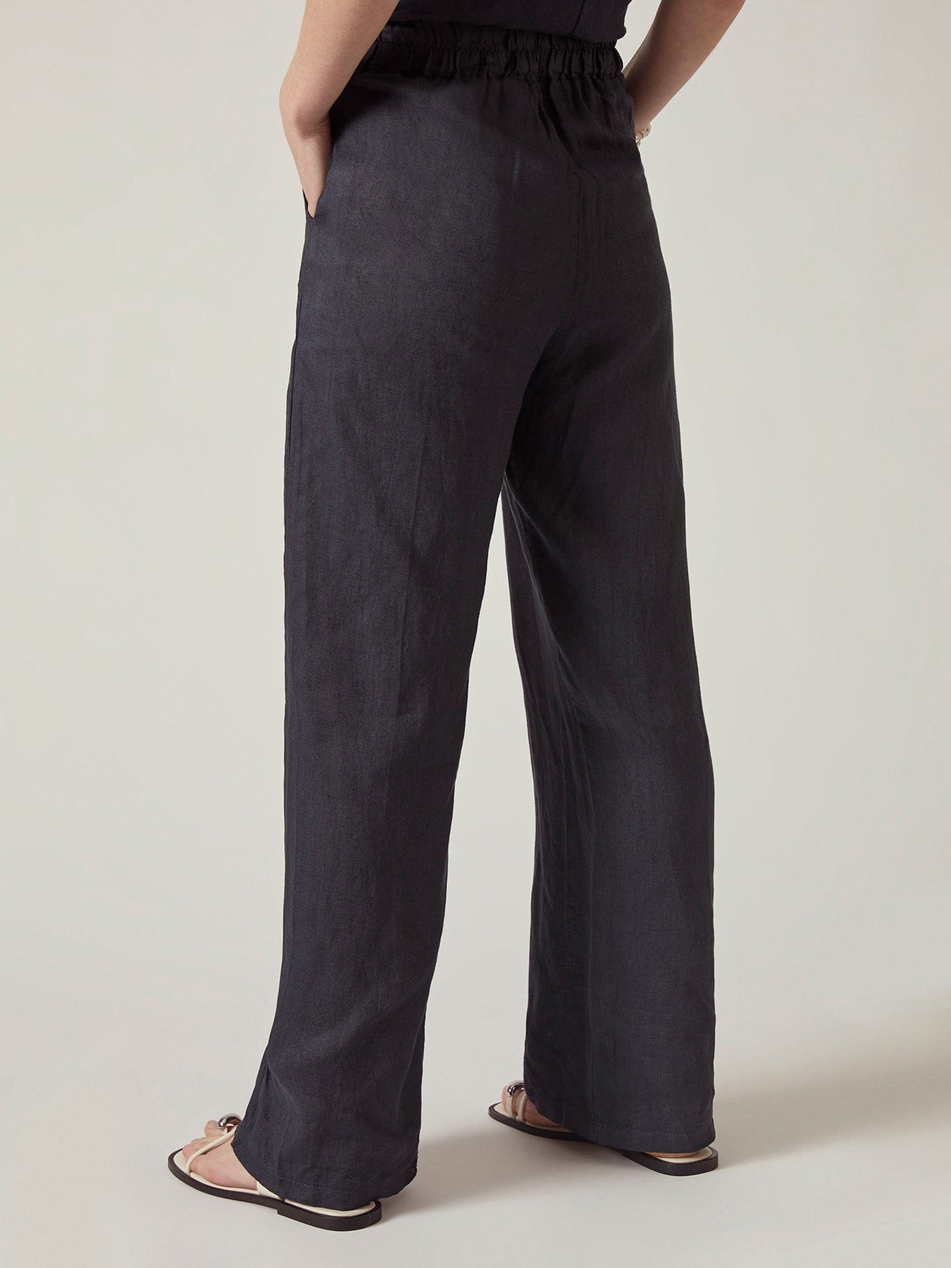 James Lakeland Linen Straight Leg Trousers Blue