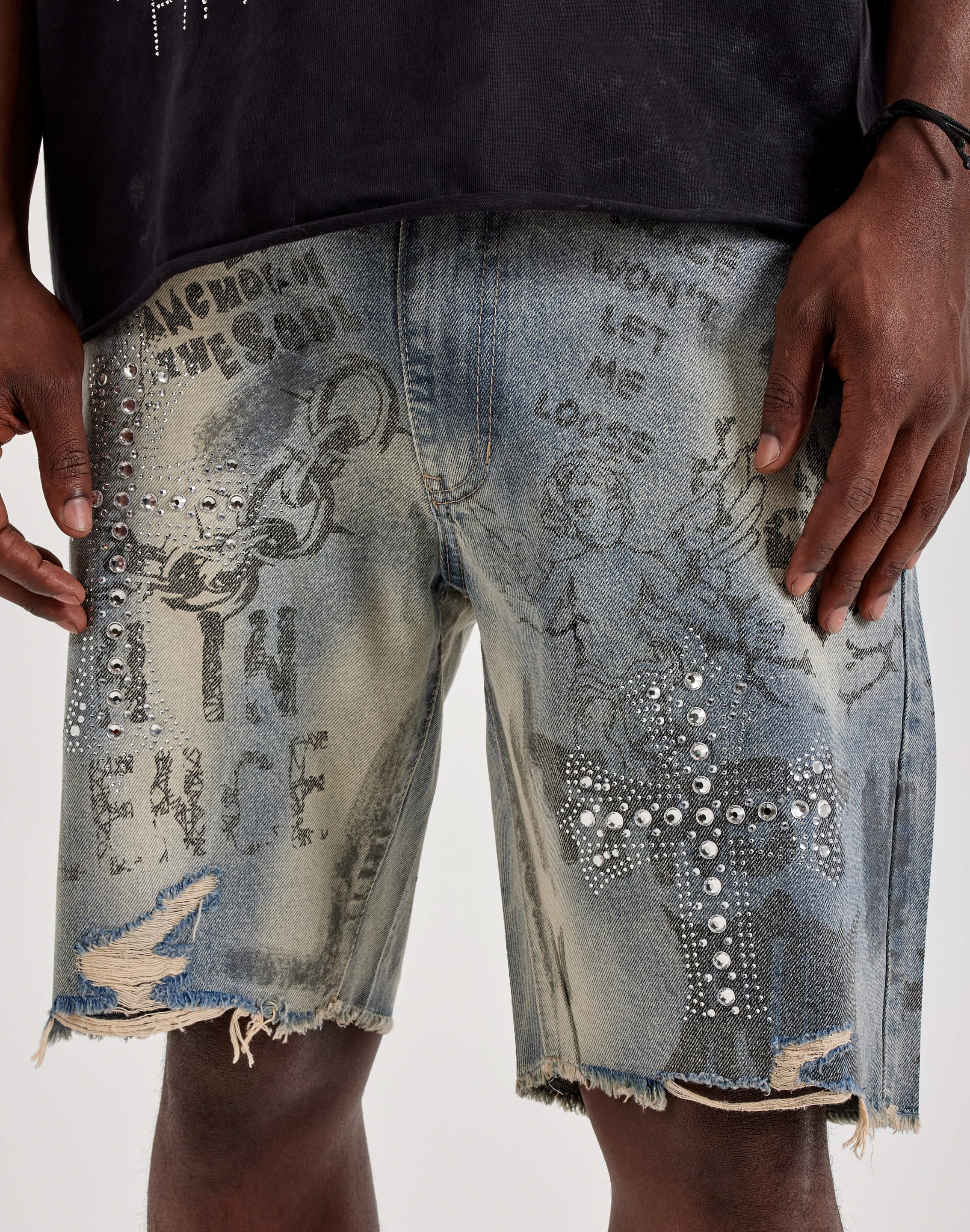 First Row Forever Silence Distressed Denim Shorts