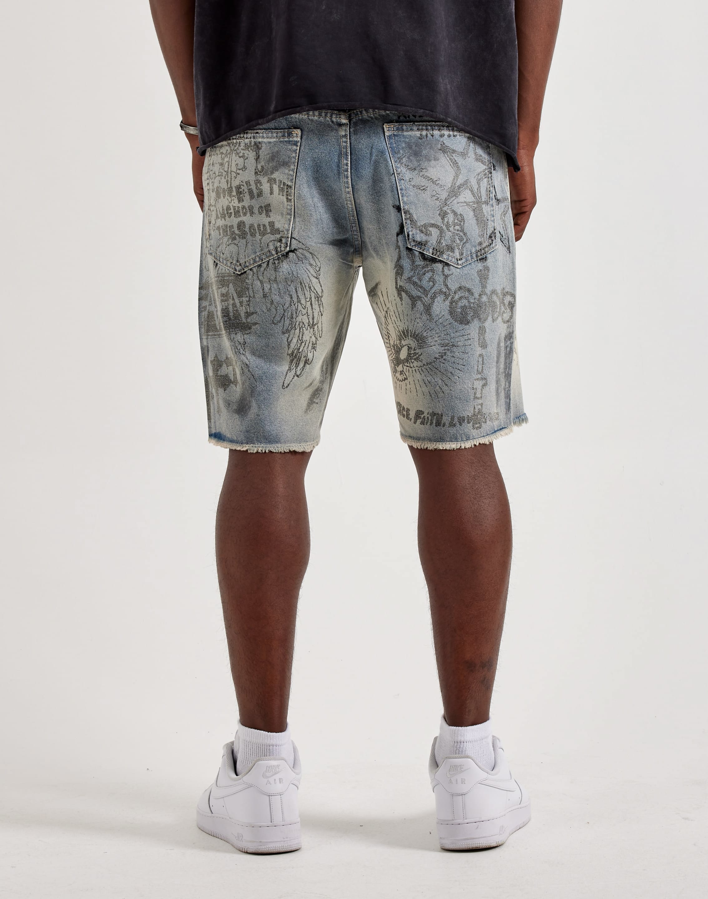 First Row Forever Silence Distressed Denim Shorts