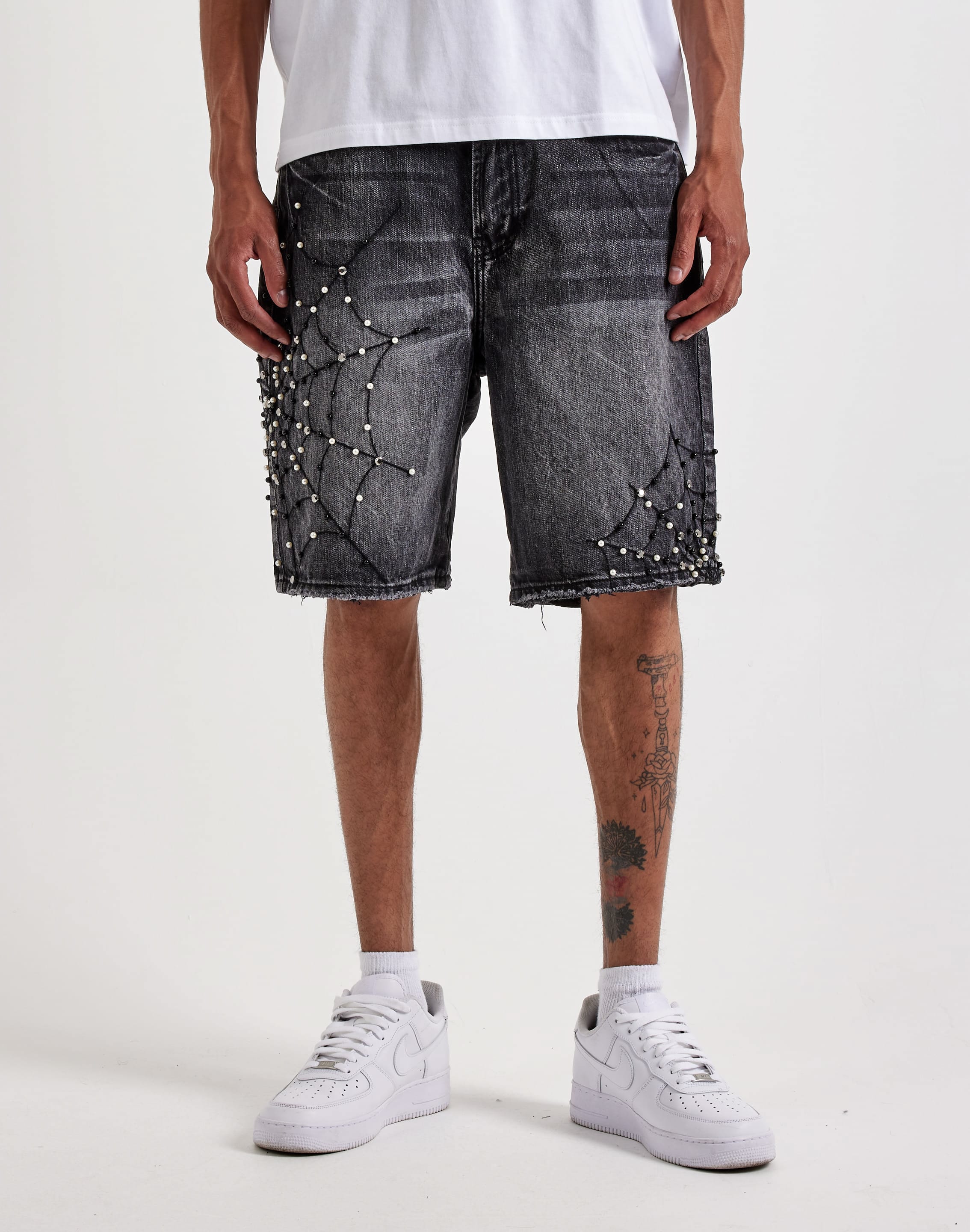 Preme Spiderweb Denim Shorts