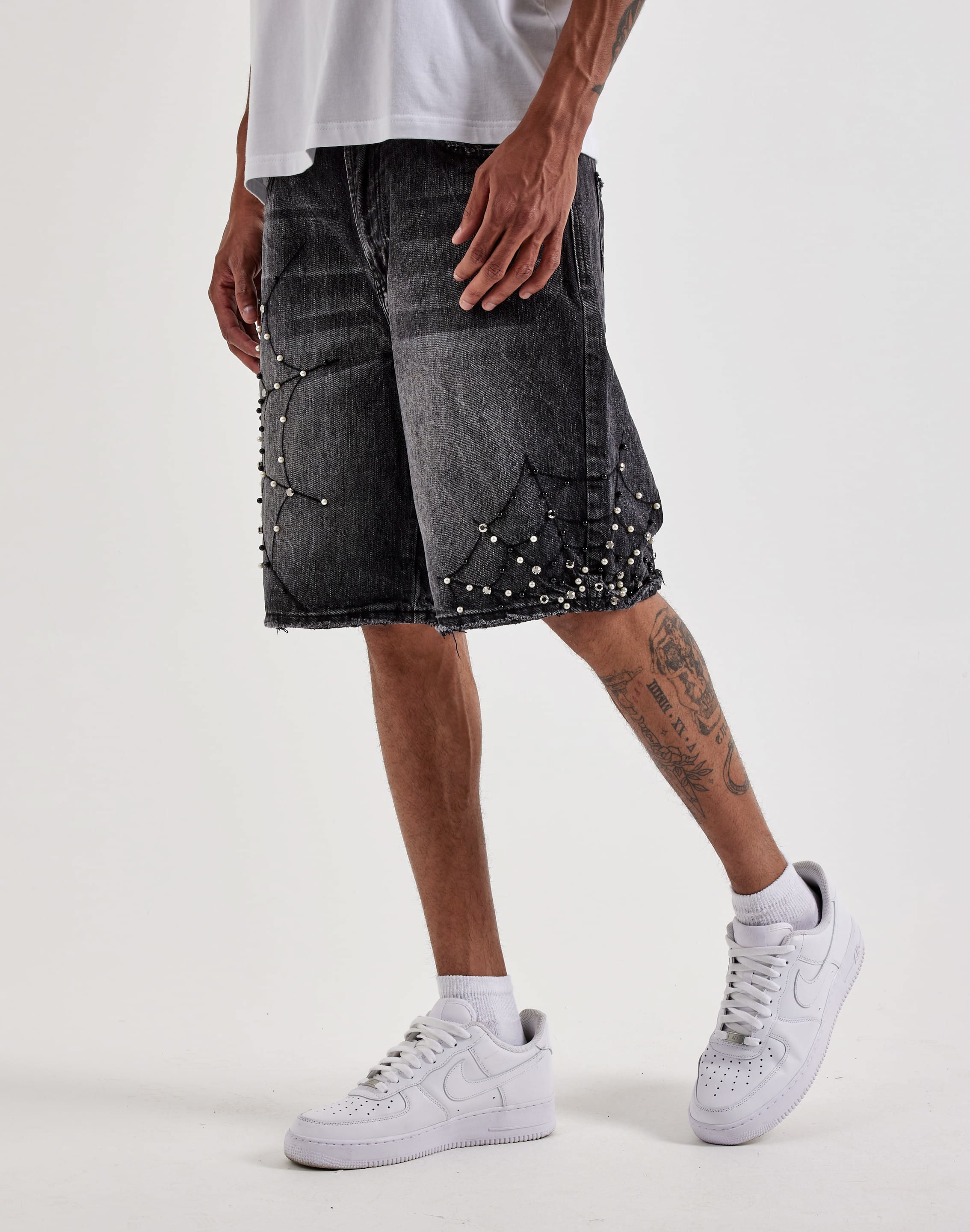 Preme Spiderweb Denim Shorts