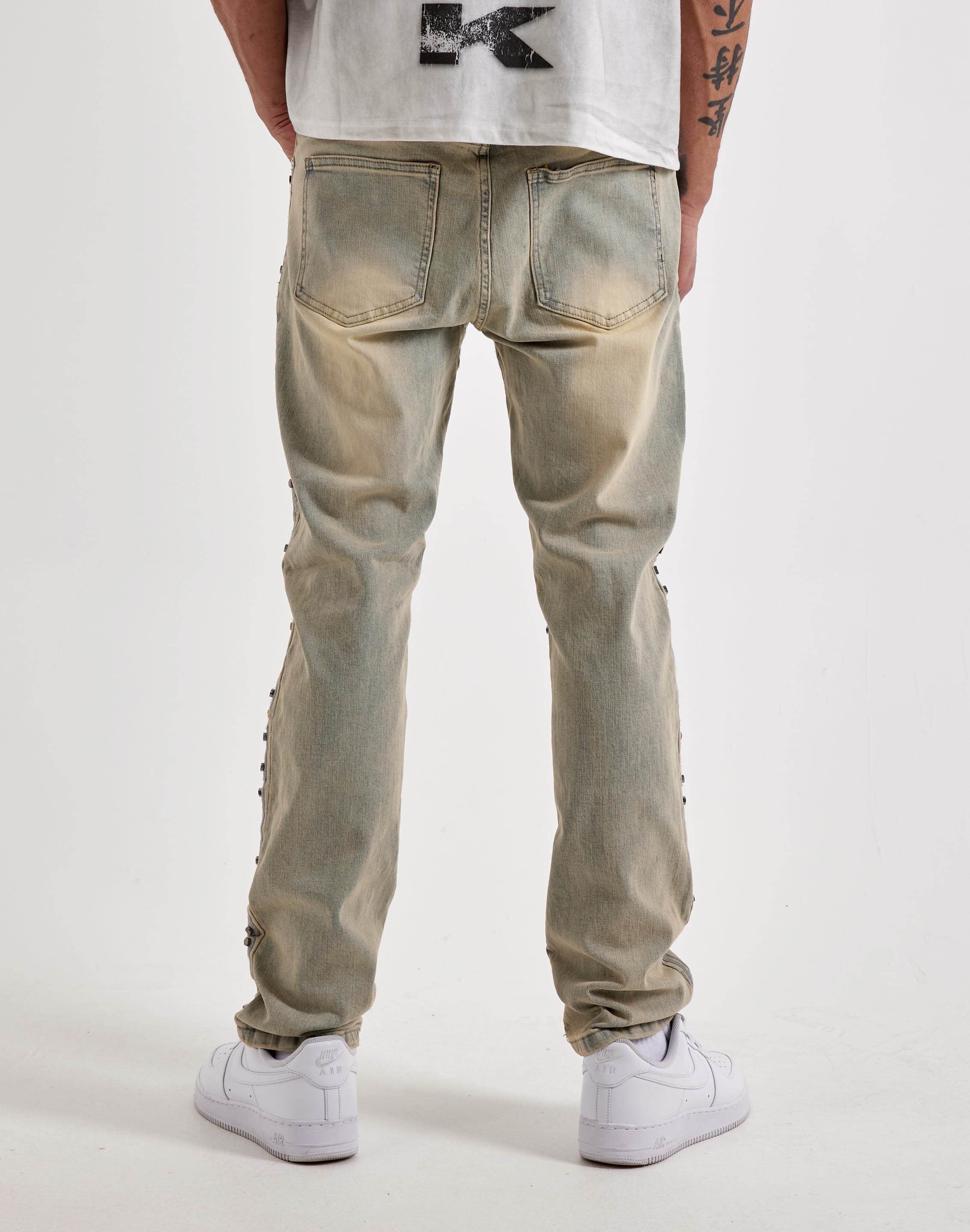Waimea Geometric Stitch Studded Denim Jeans