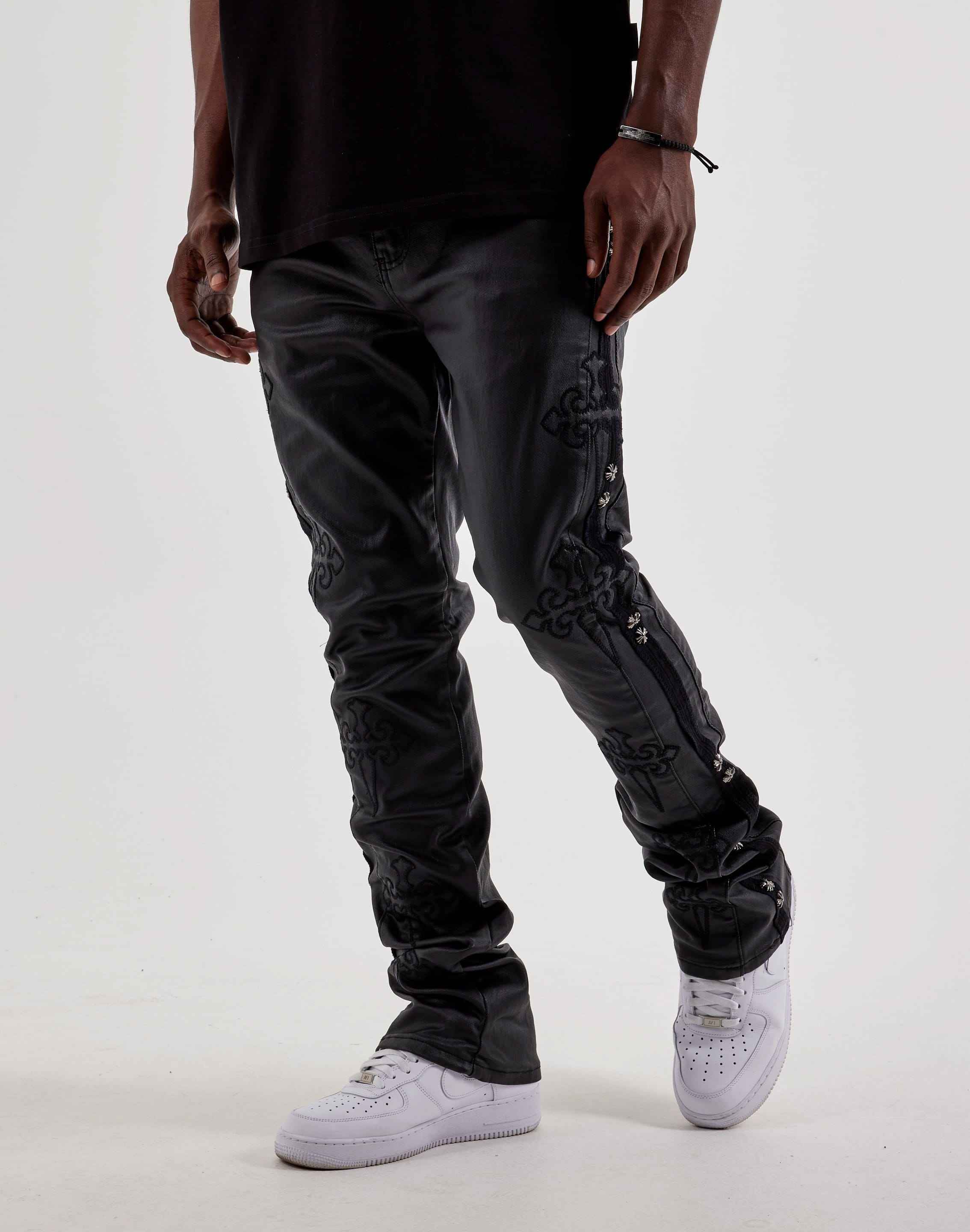 Waimea Embroidered Sword Waxed Flared Denim Jeans