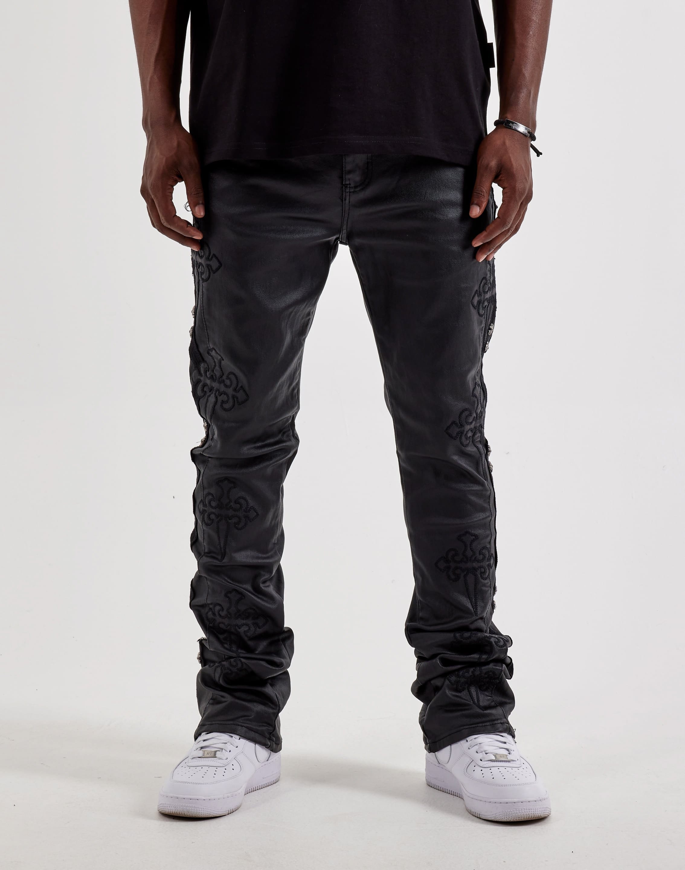 Waimea Embroidered Sword Waxed Flared Denim Jeans