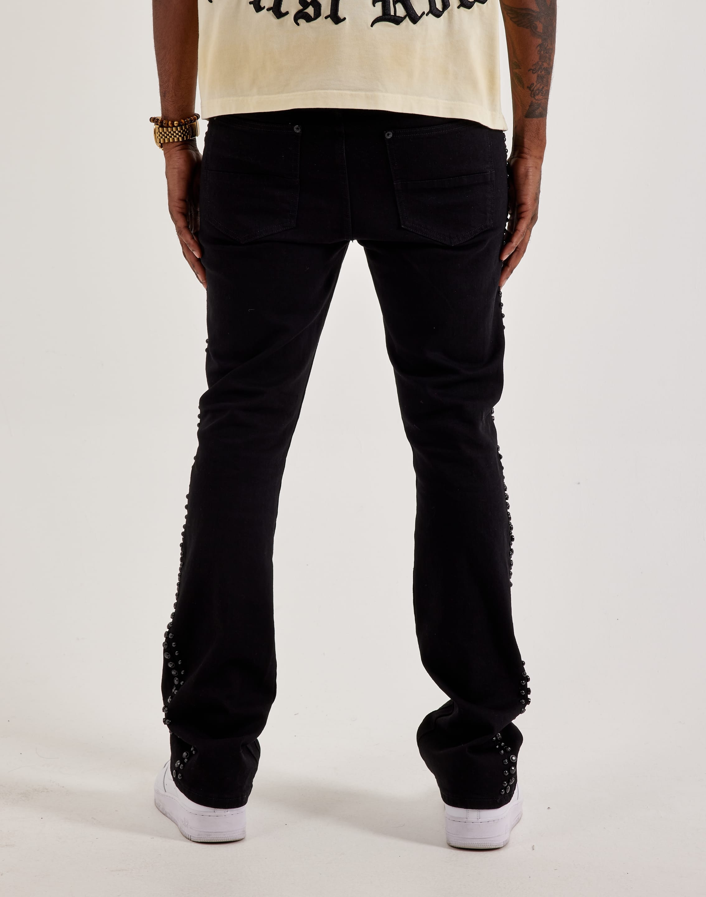 Preme Studded Stacked Denim Jeans