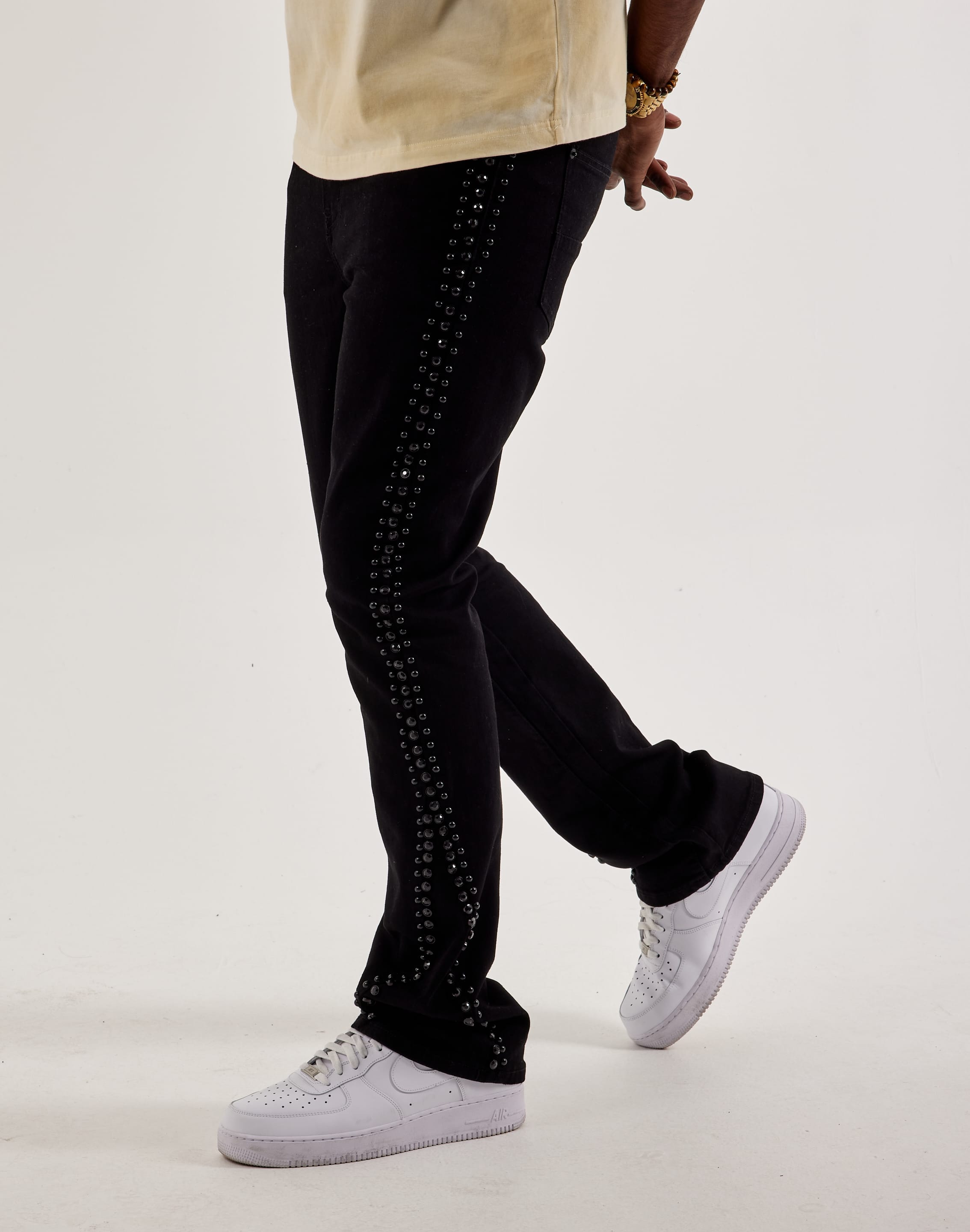 Preme Studded Stacked Denim Jeans