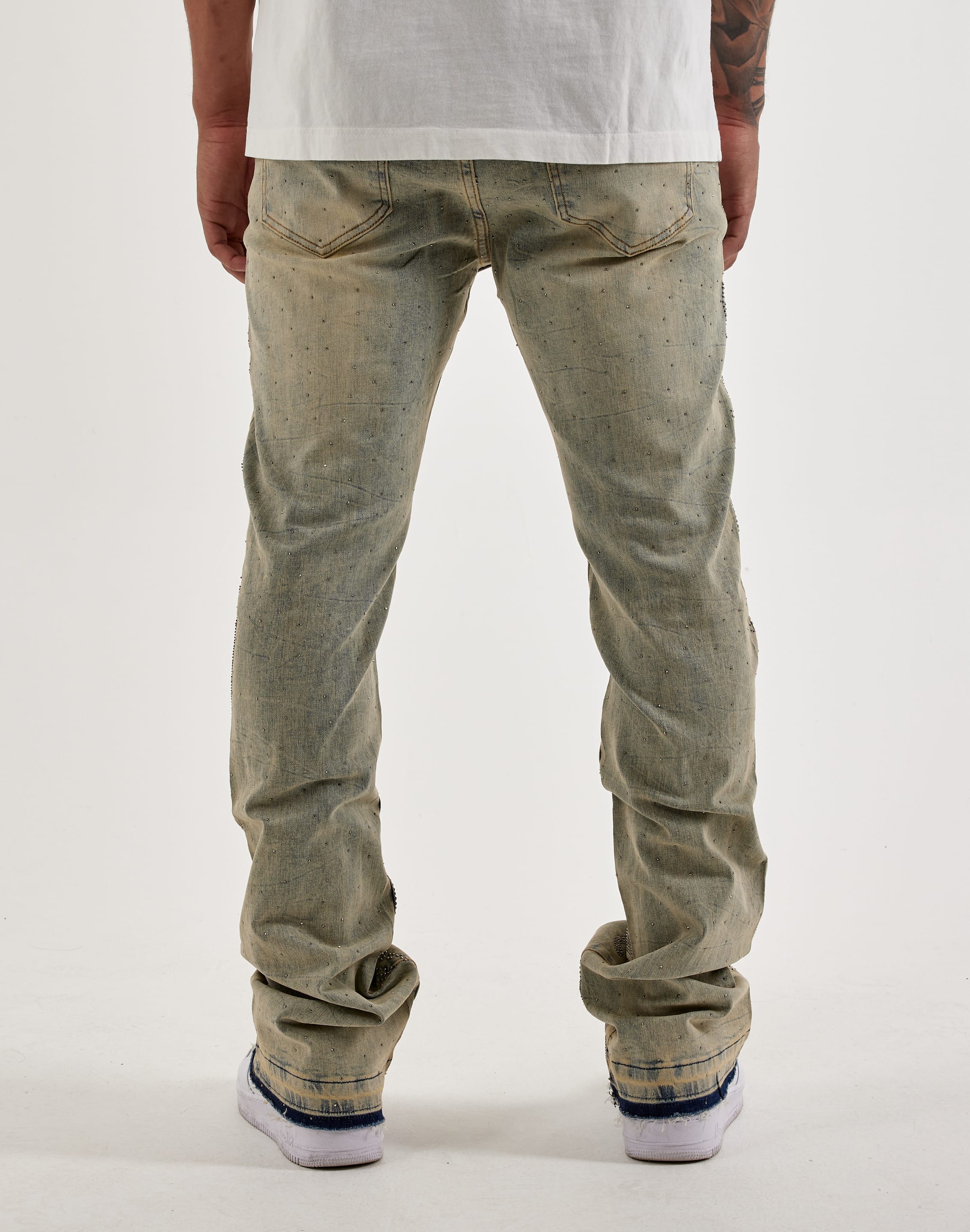 Waimea Stacked Rhinestone Skull Denim Jeans