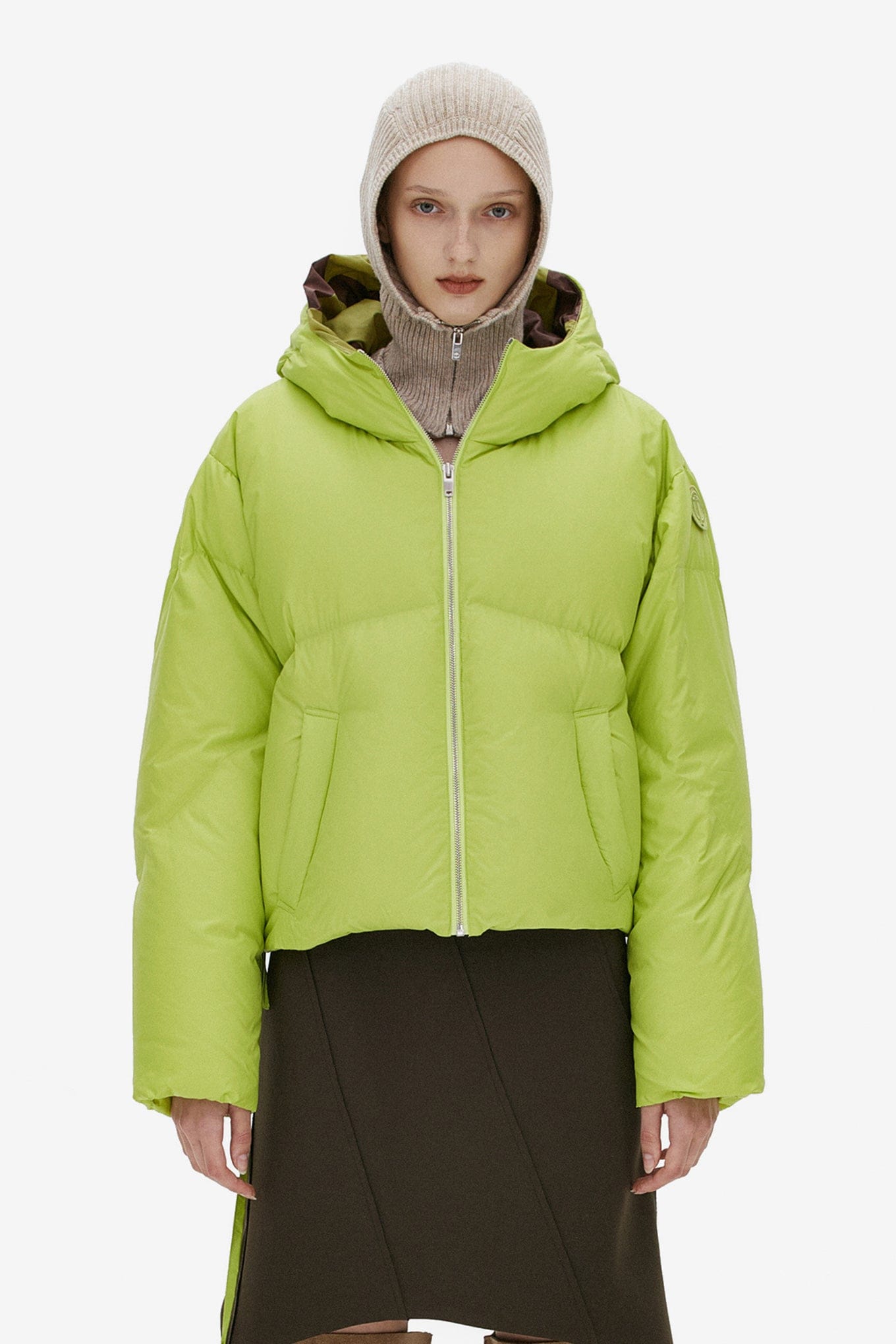 OPEN YY CHECKER BOARD HOODIE DOWN JACKET