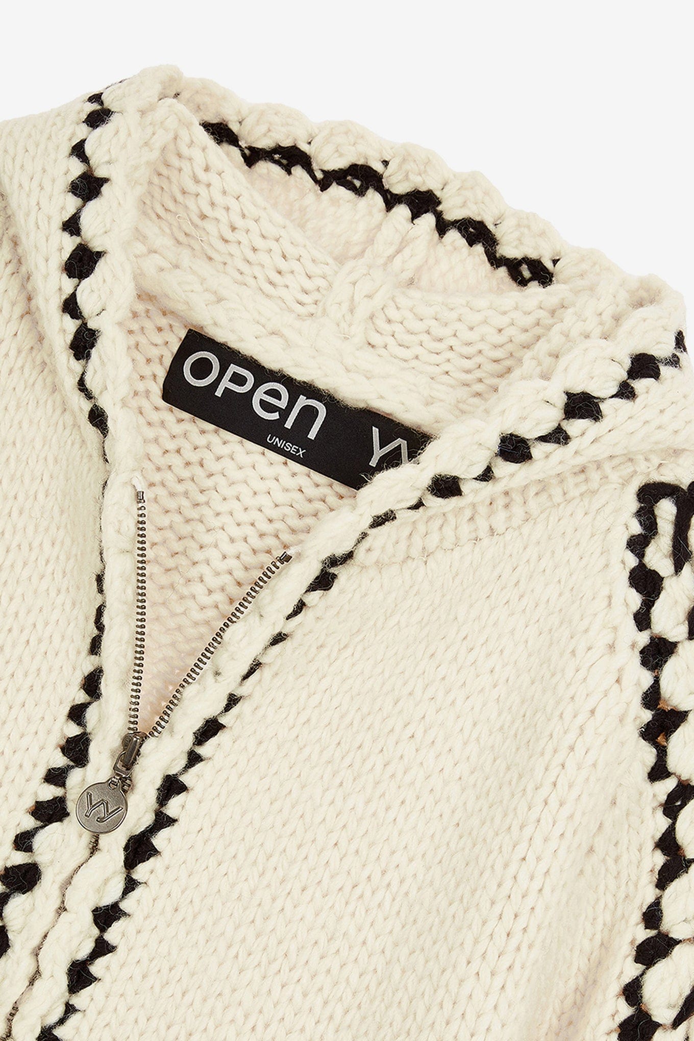 OPEN YY STITCH ZIP UP KNIT HOODIE