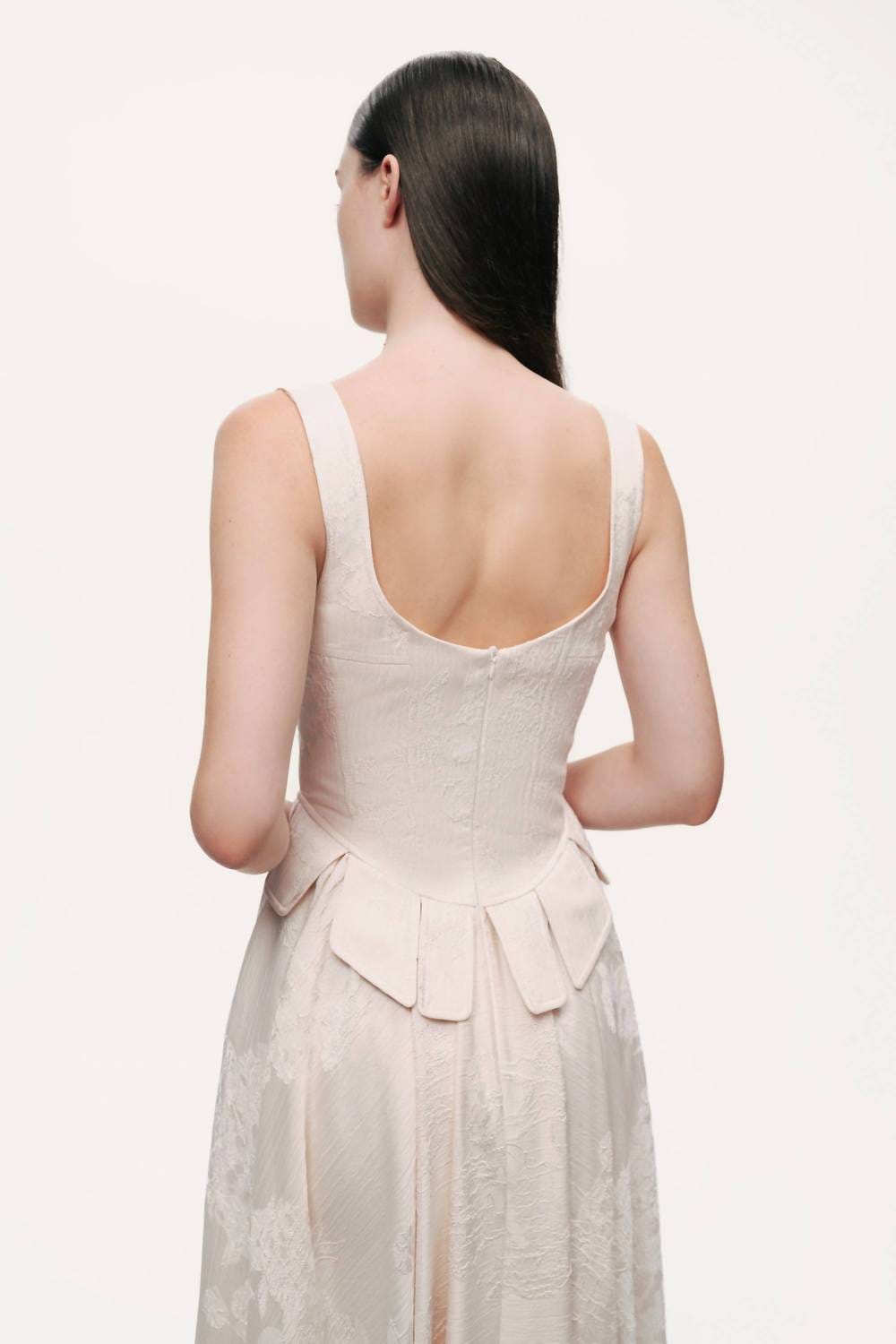 Anastasia Corset Midi Dress In Beige