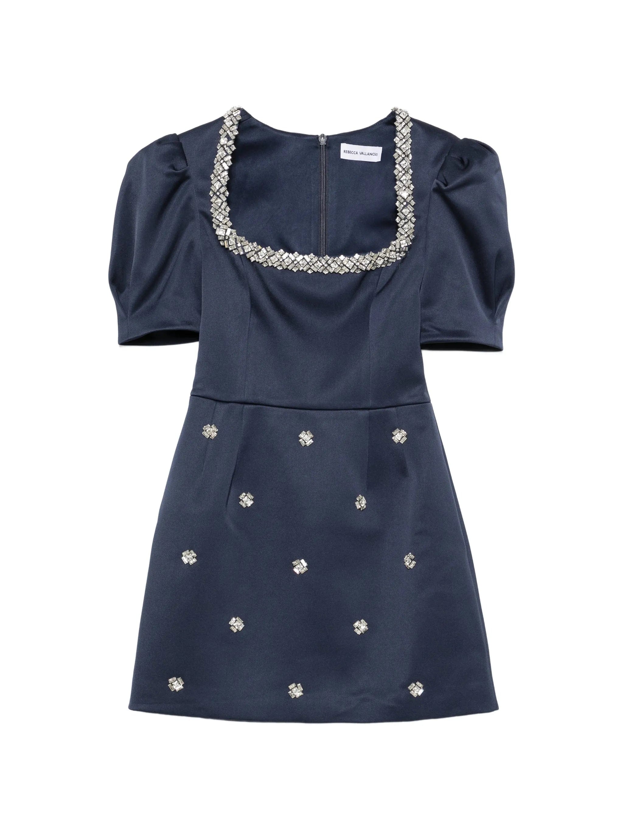 Rebecca Vallance Ayla crystal - embellished puff - sleeve mini dress