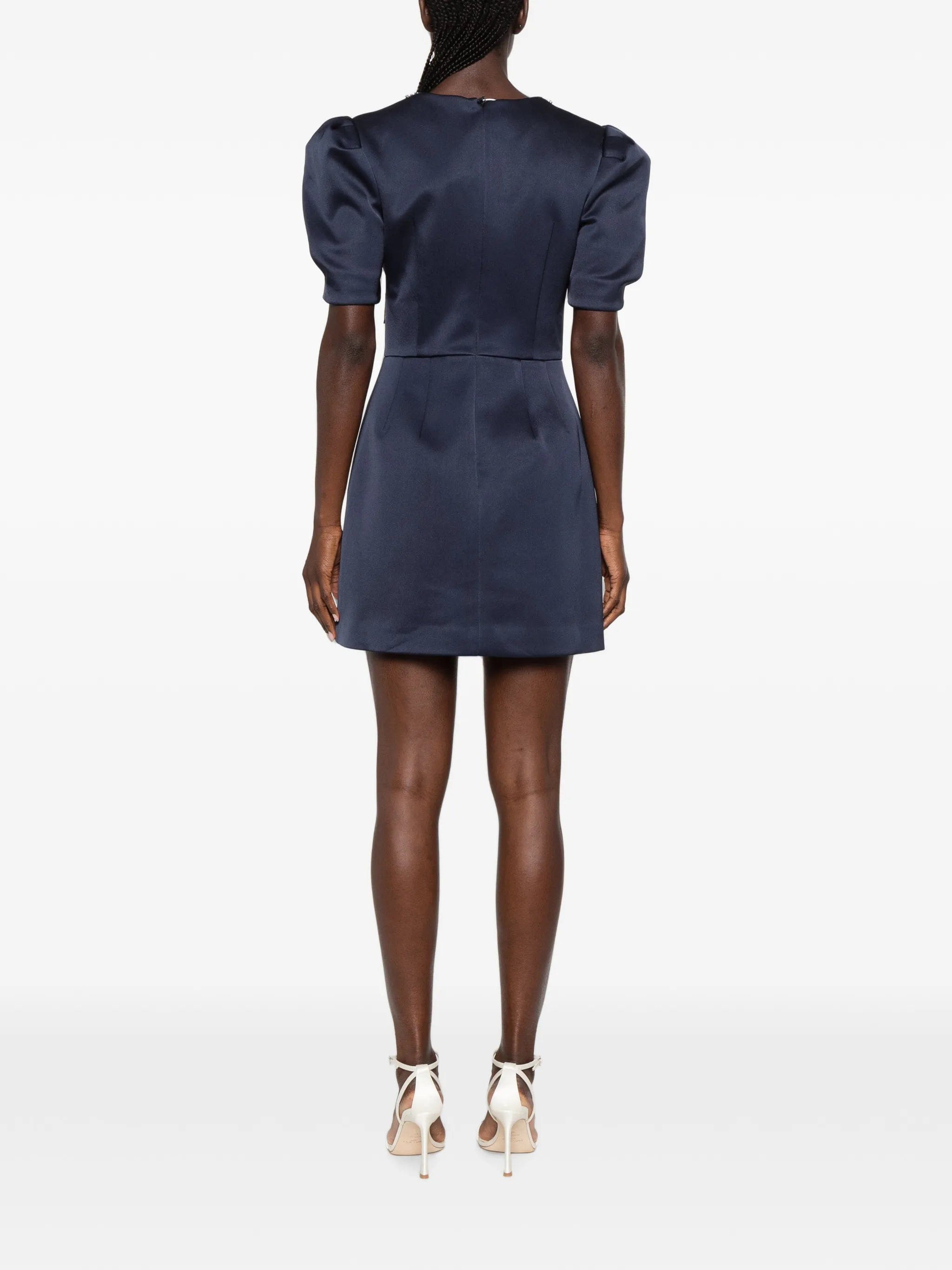 Rebecca Vallance Ayla crystal - embellished puff - sleeve mini dress