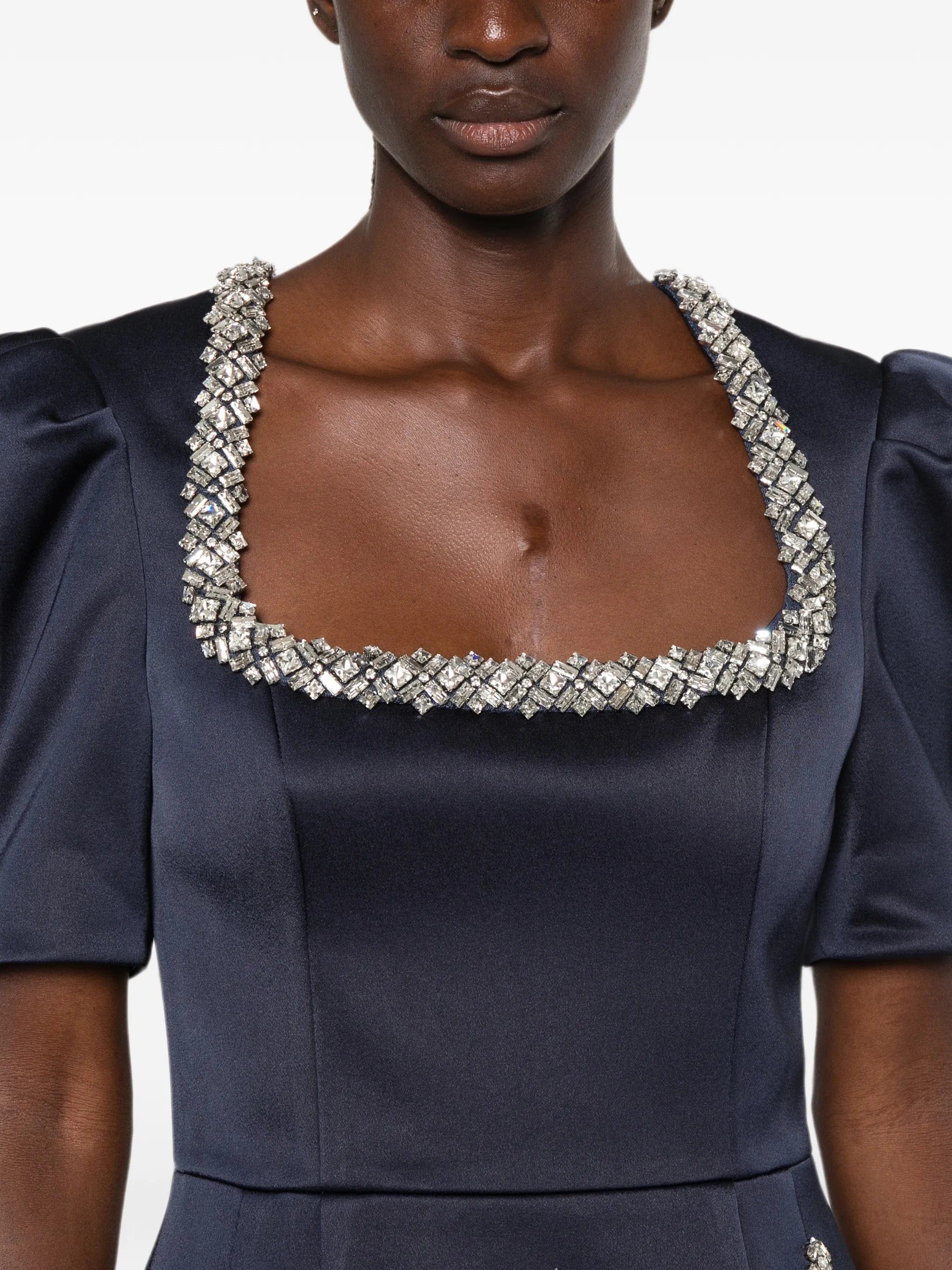 Rebecca Vallance Ayla crystal - embellished puff - sleeve mini dress