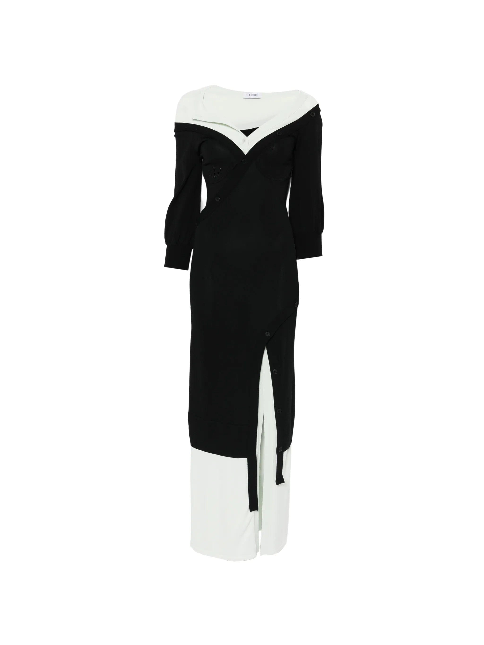 The Attico off - shoulder layered maxi dress