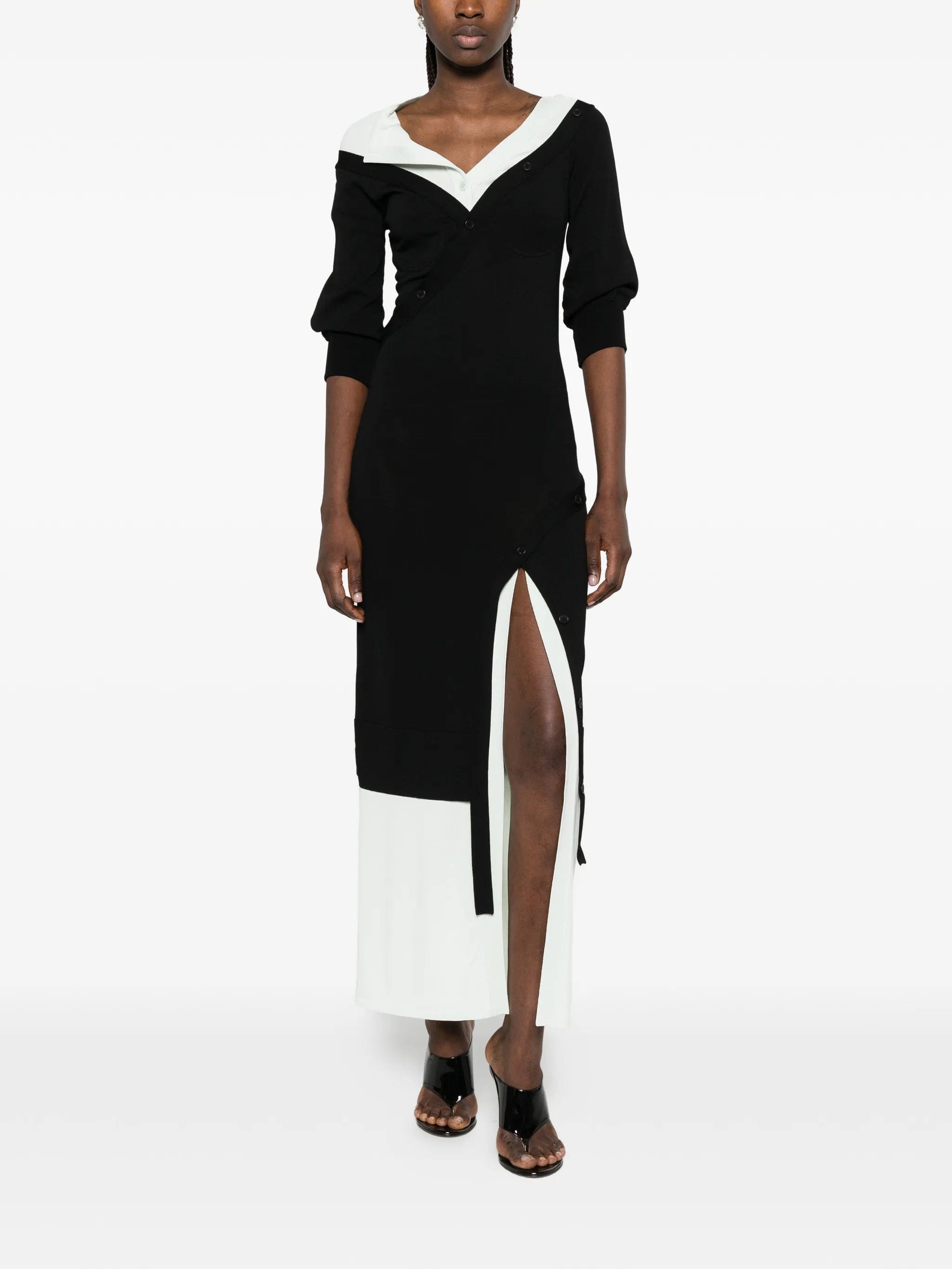 The Attico off - shoulder layered maxi dress
