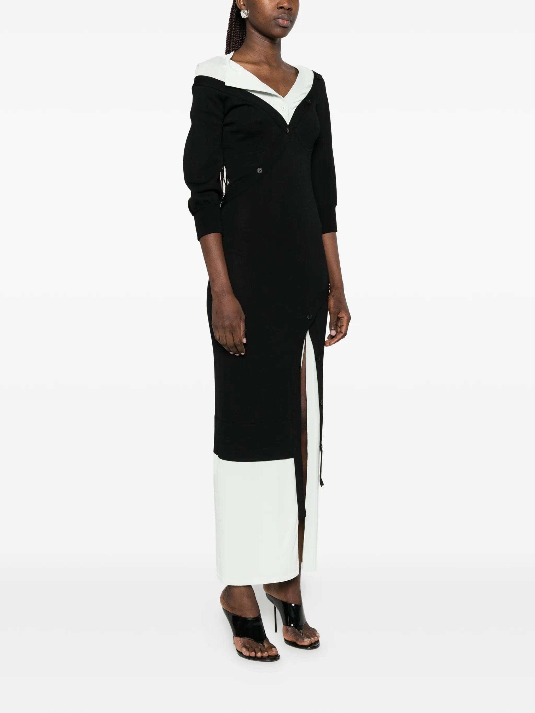 The Attico off - shoulder layered maxi dress