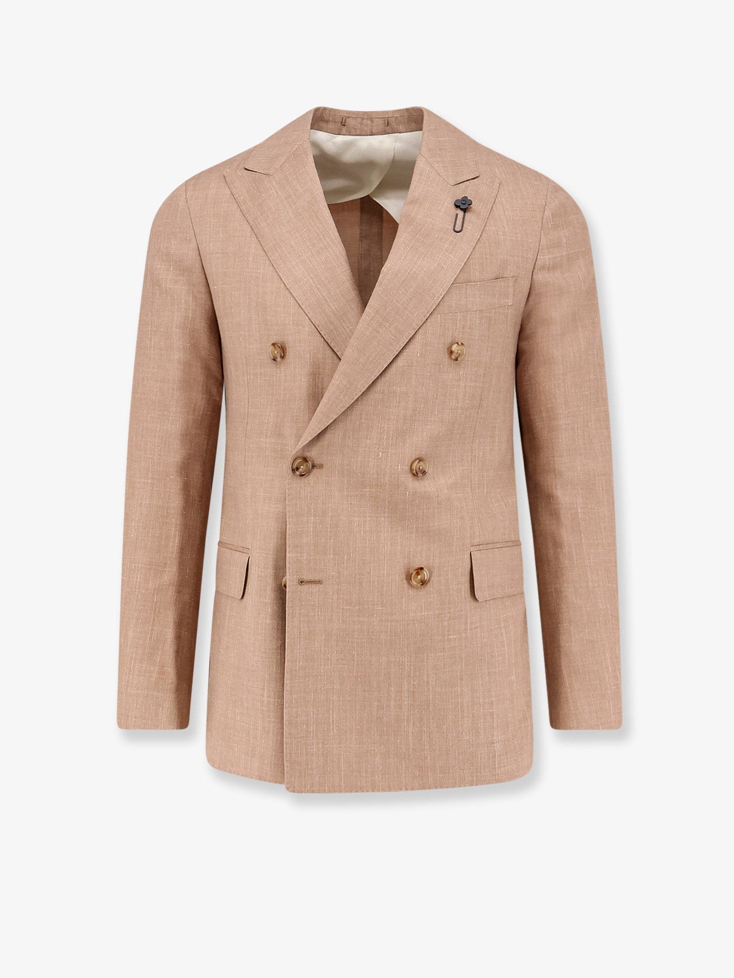 Lardini Iconic double - breasted wool, silk and linen blazer