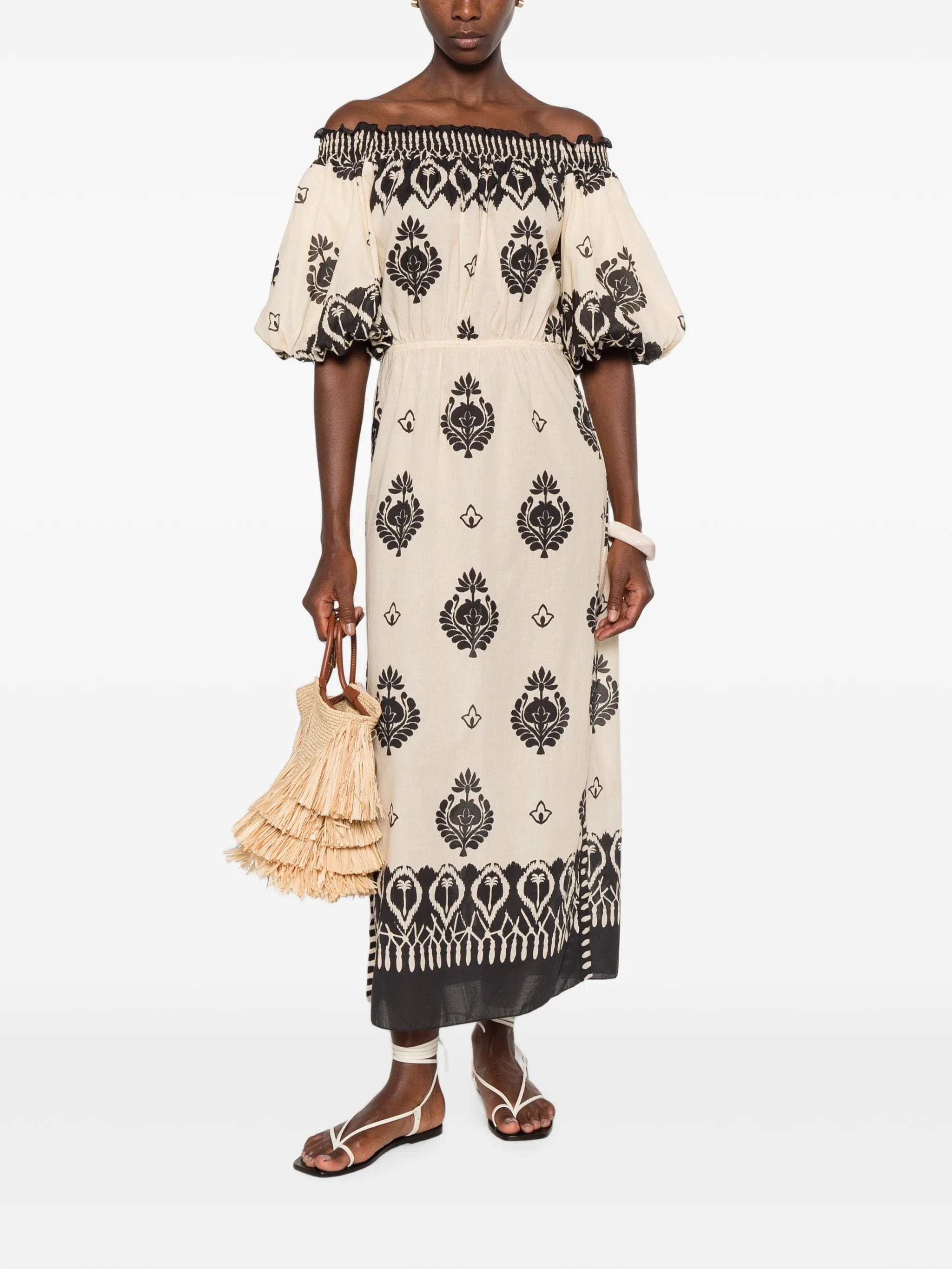 Johanna Ortiz Harbor Hues off - shoulder midi dress