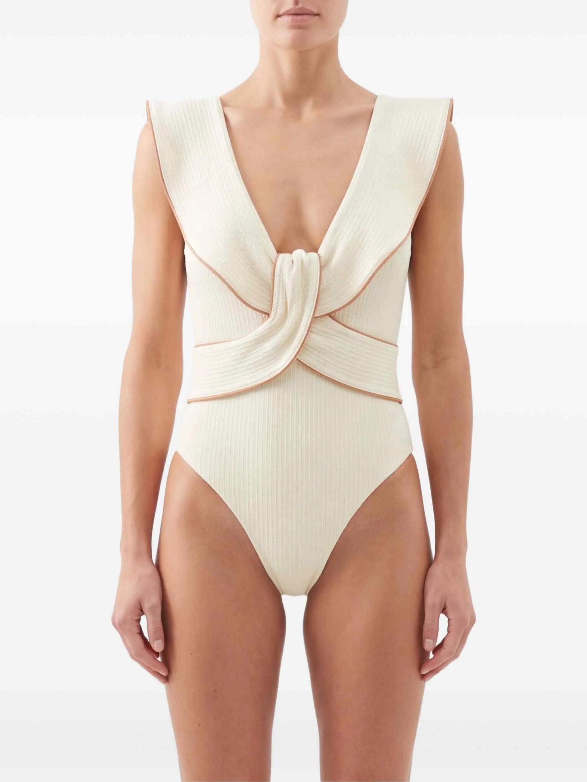 Johanna Ortiz Beaches crinkle ruffled - detail swimsuit