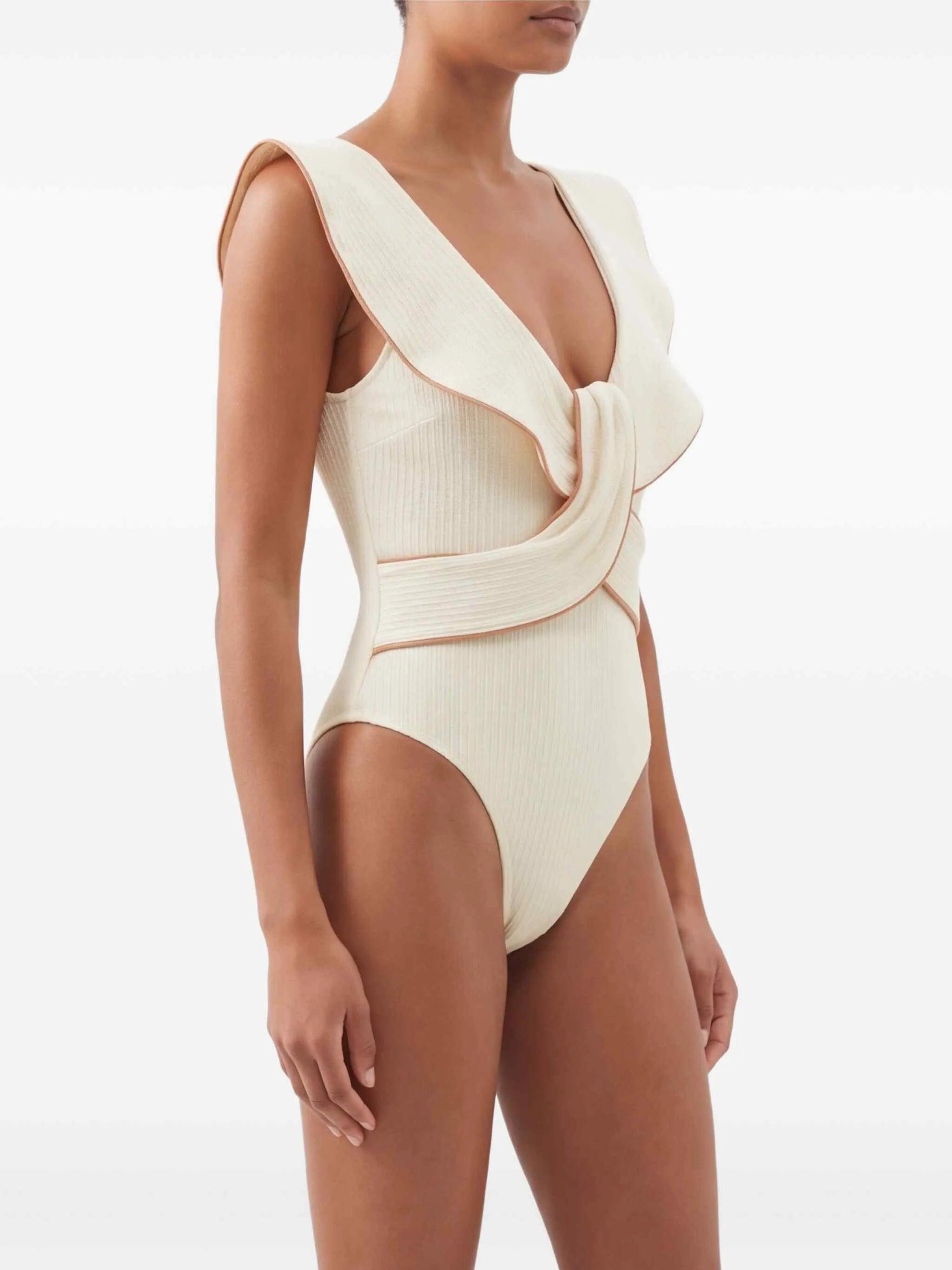 Johanna Ortiz Beaches crinkle ruffled - detail swimsuit