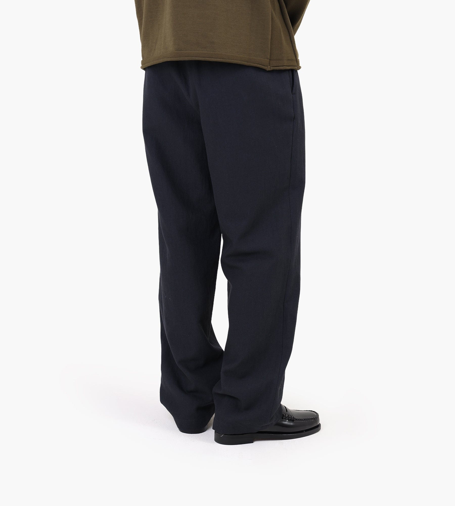 Norse Projects Hestur Relaxed Cotton Linen Twill Pleated Trouser Dark Navy