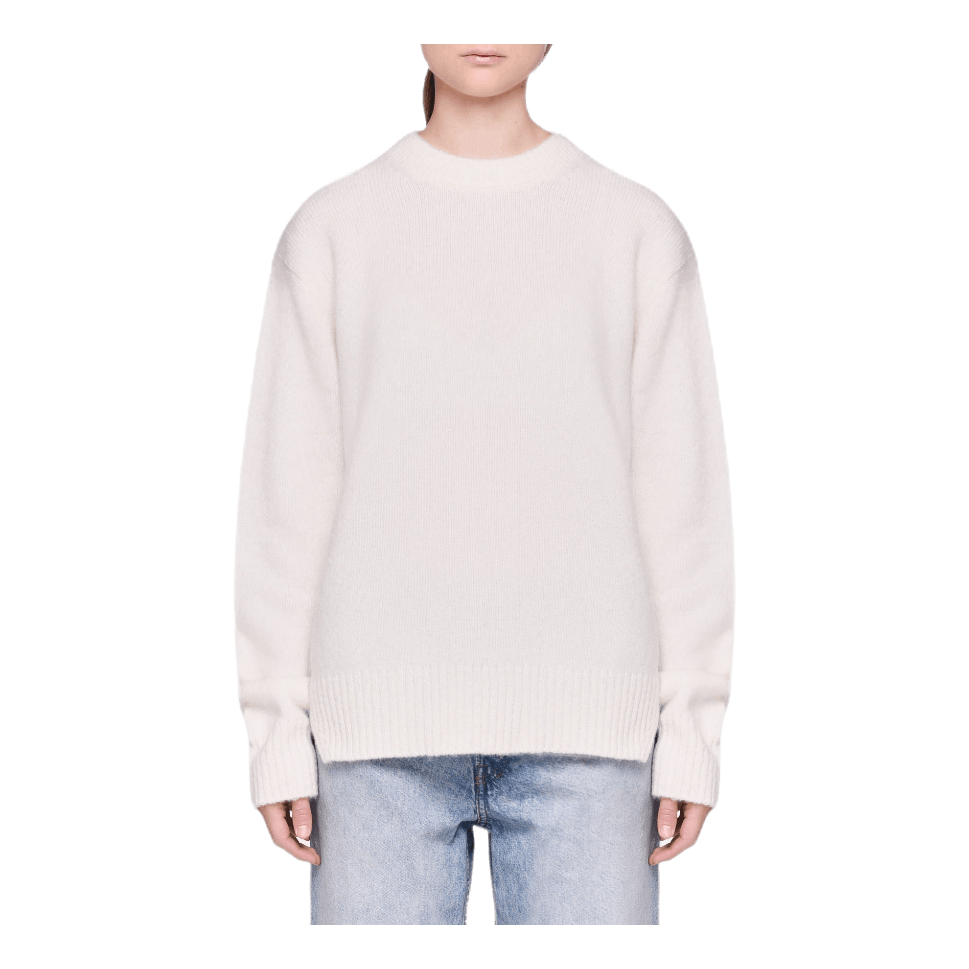 Helmut Lang Brushed Alpaca Open Sweater White