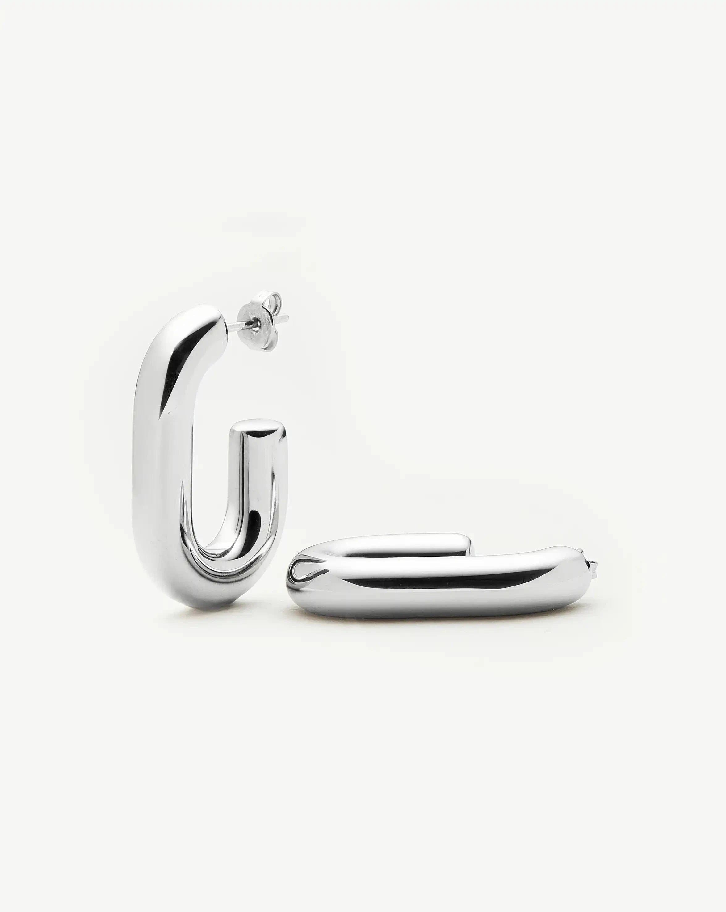 Missoma Chubby Oval Medium Hoop Earrings | Platinum Plated