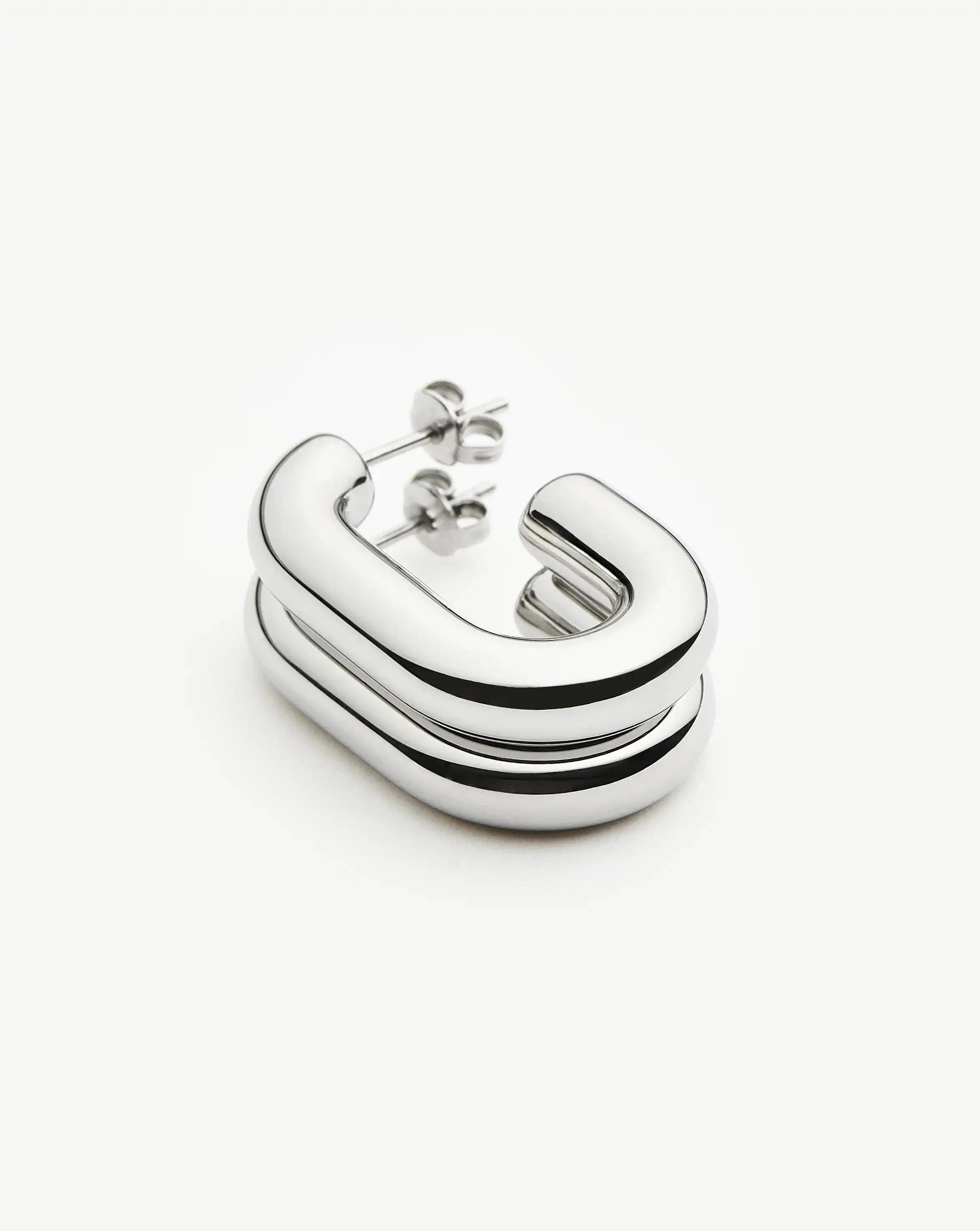 Missoma Chubby Oval Medium Hoop Earrings | Platinum Plated