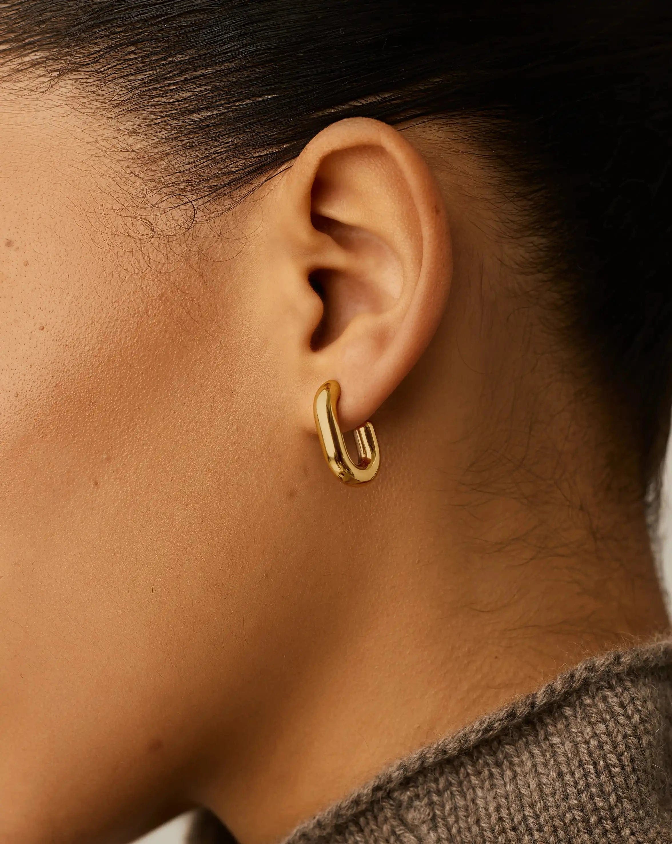 Missoma Chubby Oval Small Hoop Earrings | 18ct Gold Plated
