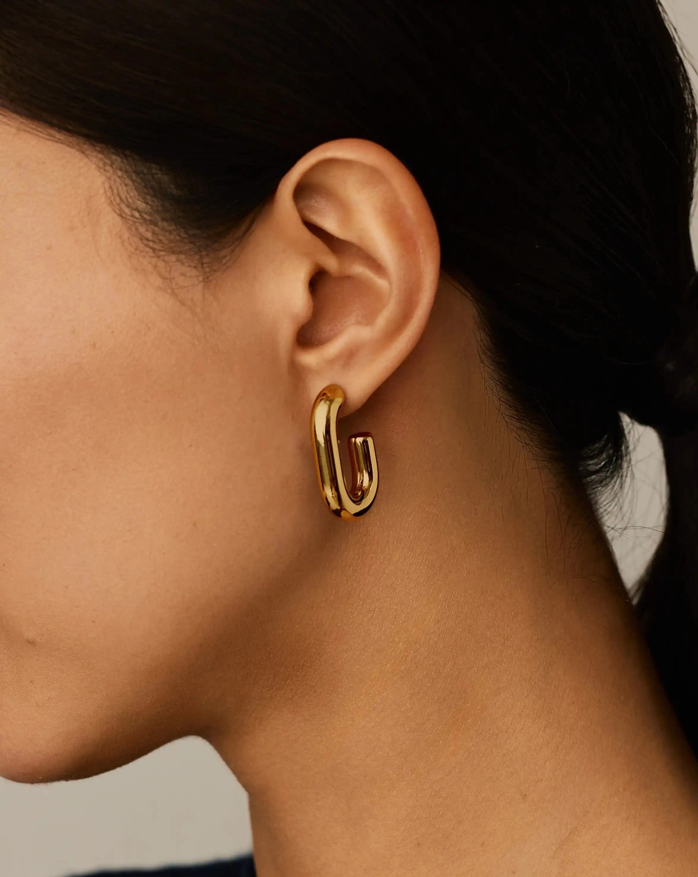 Missoma Chubby Oval Medium Hoop Earrings | 18ct Gold Plated