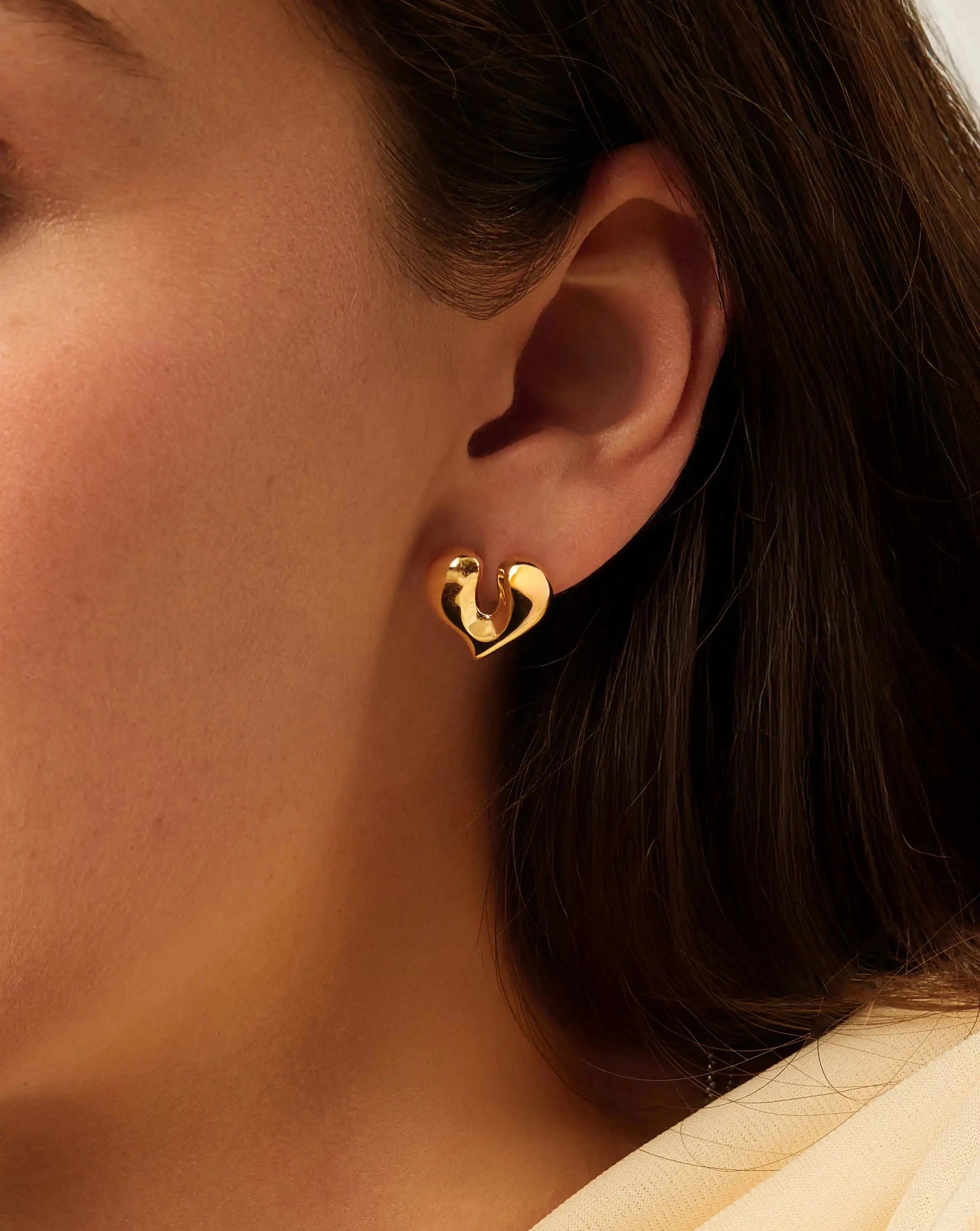 Missoma Molten Heart Stud Earrings | 18ct Gold Plated
