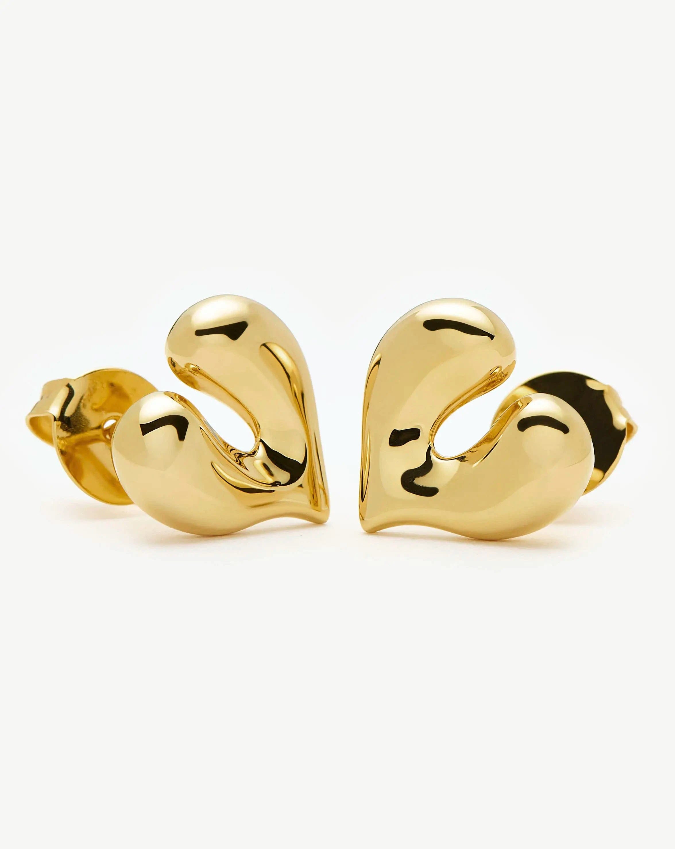 Missoma Molten Heart Stud Earrings | 18ct Gold Plated