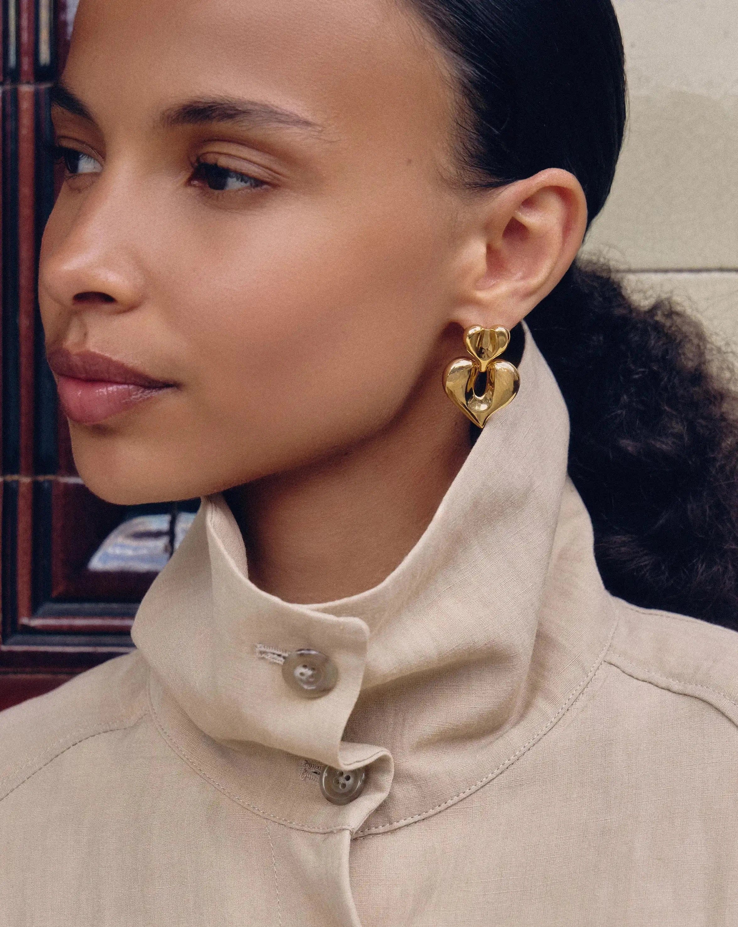 Missoma Molten Heart Statement Earrings | 18ct Gold Plated
