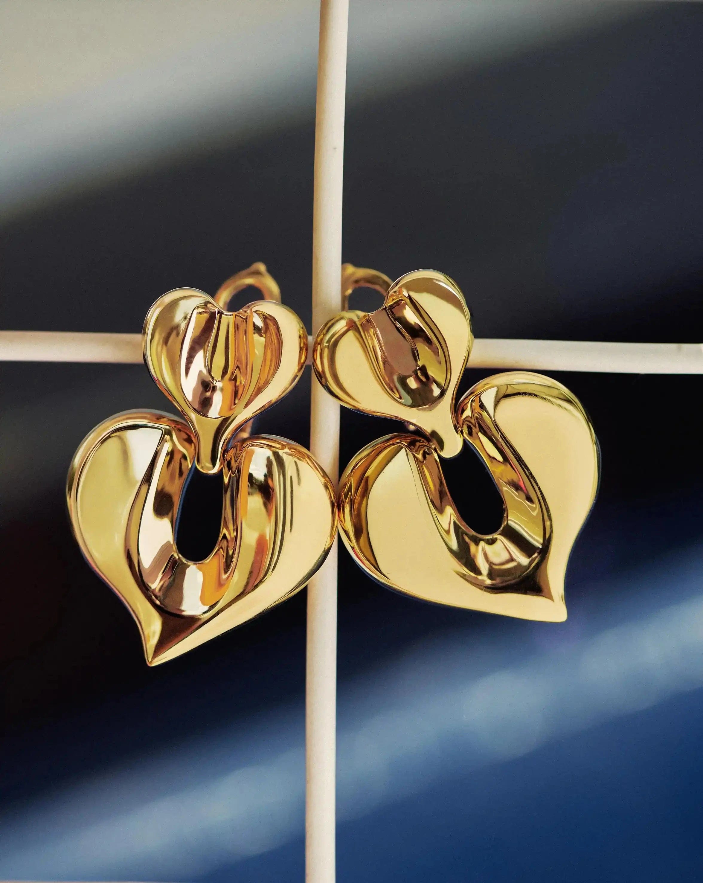 Missoma Molten Heart Statement Earrings | 18ct Gold Plated