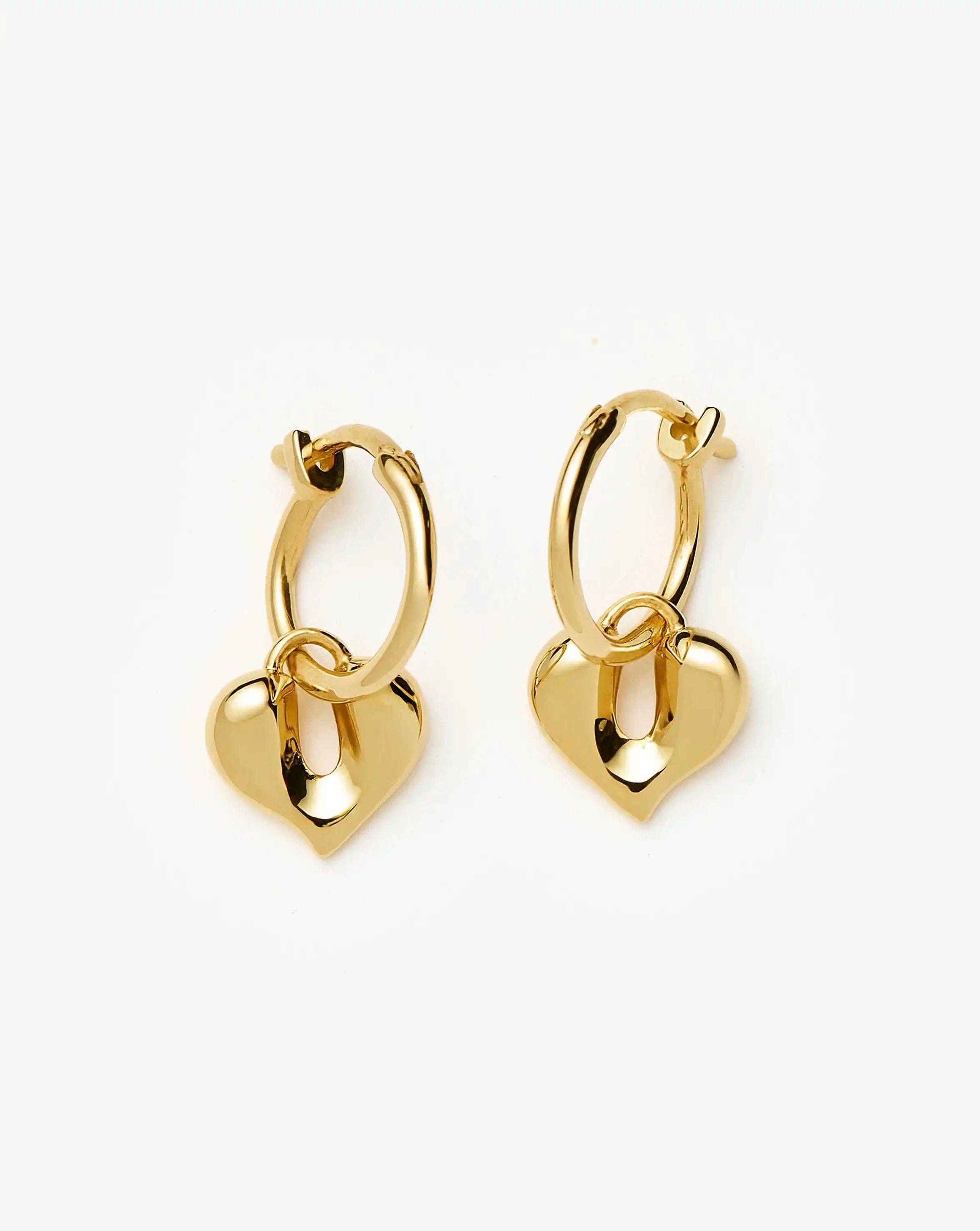 Missoma Molten Heart Charm Hoop Earrings | 18ct Gold Vermeil