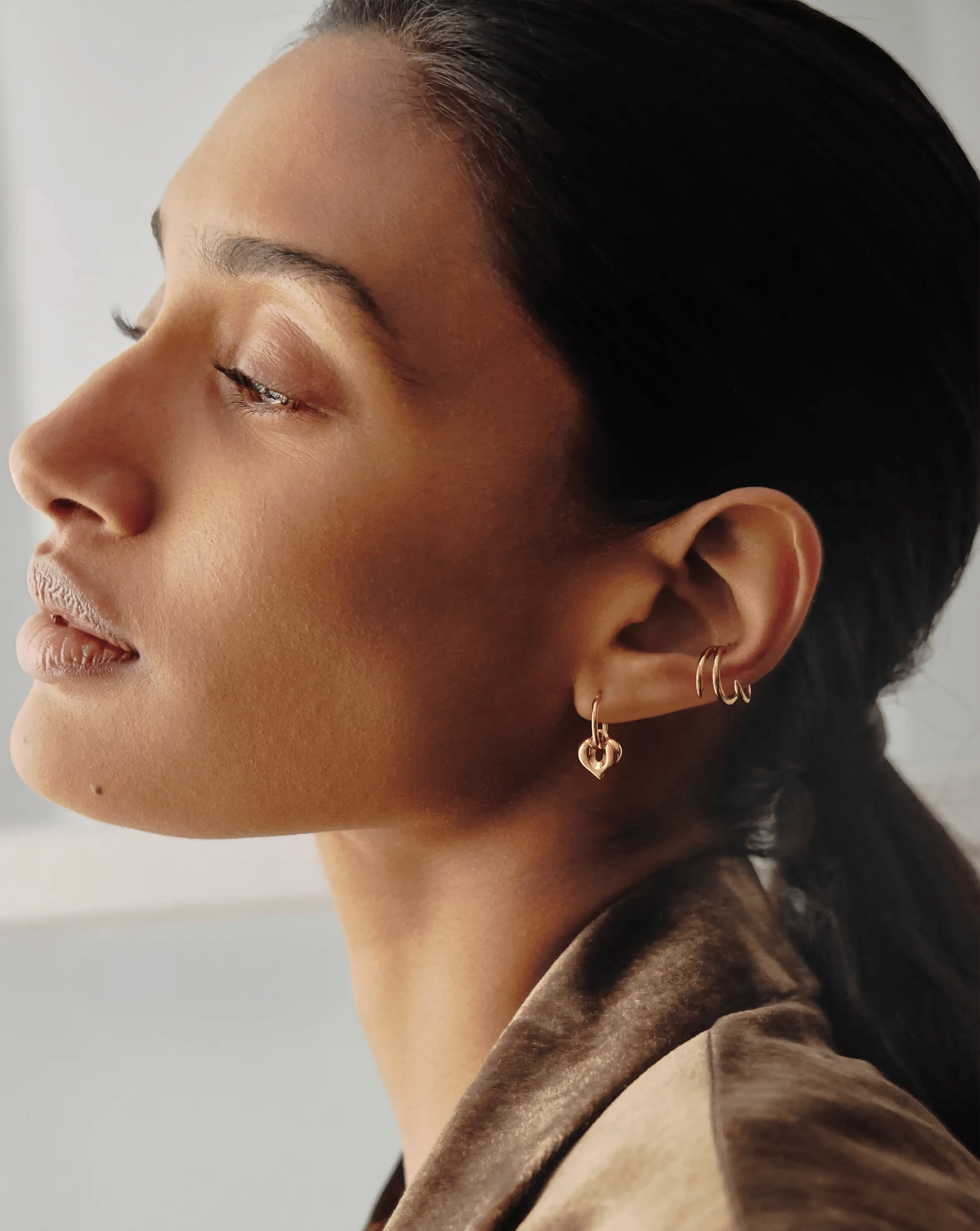 Missoma Molten Heart Charm Hoop Earrings | 18ct Gold Vermeil