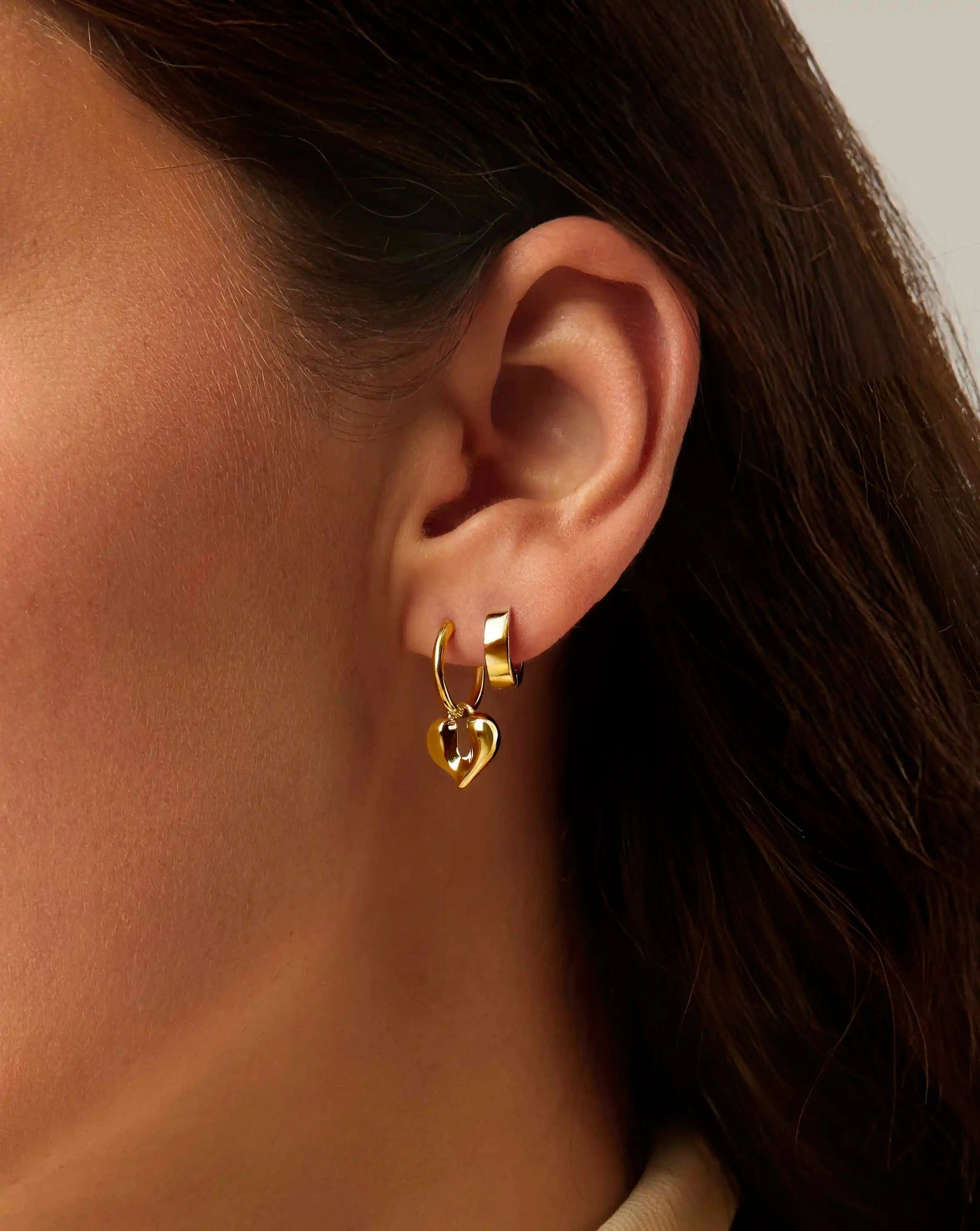 Missoma Molten Heart Charm Hoop Earrings | 18ct Gold Vermeil