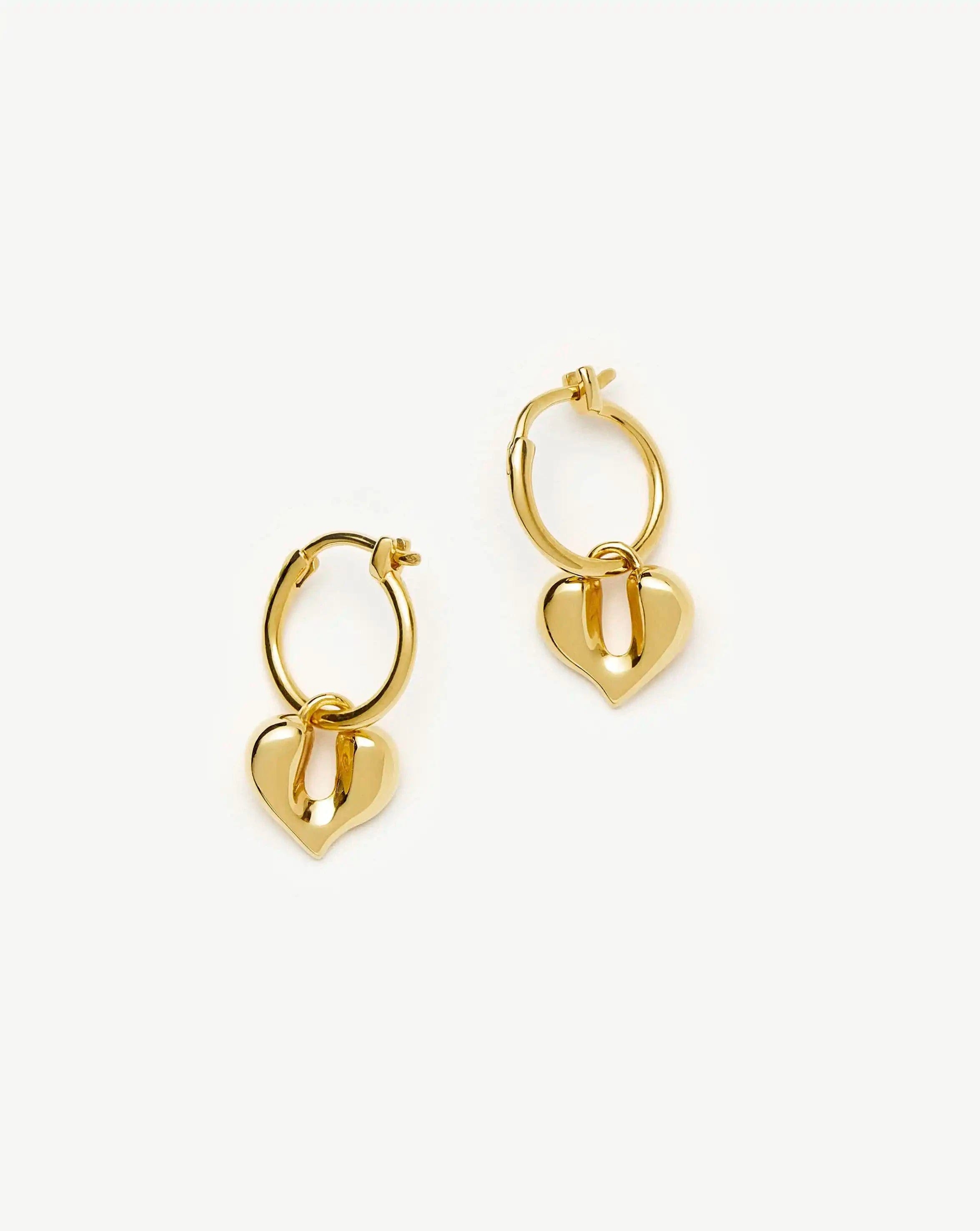 Missoma Molten Heart Charm Hoop Earrings | 18ct Gold Vermeil
