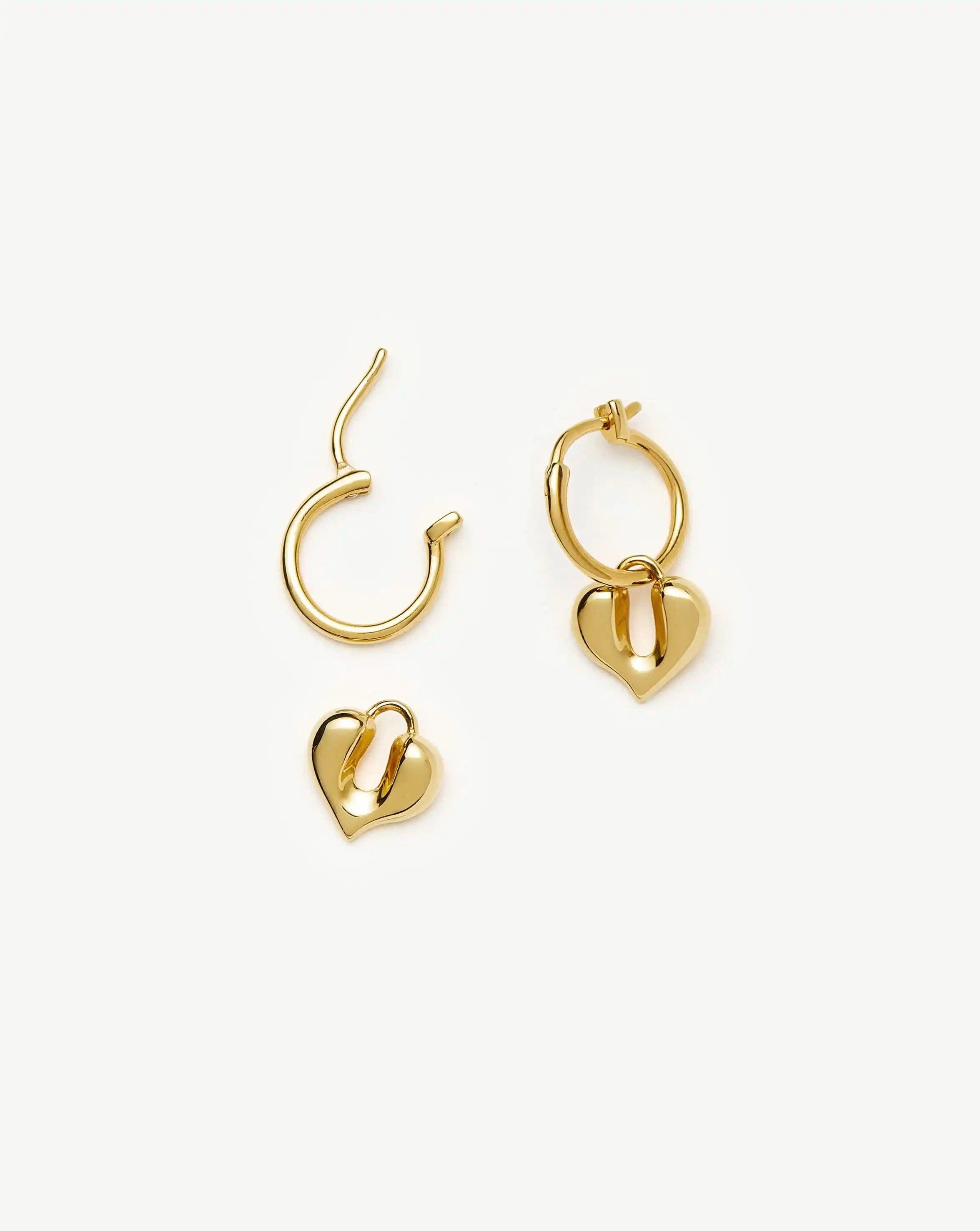 Missoma Molten Heart Charm Hoop Earrings | 18ct Gold Vermeil