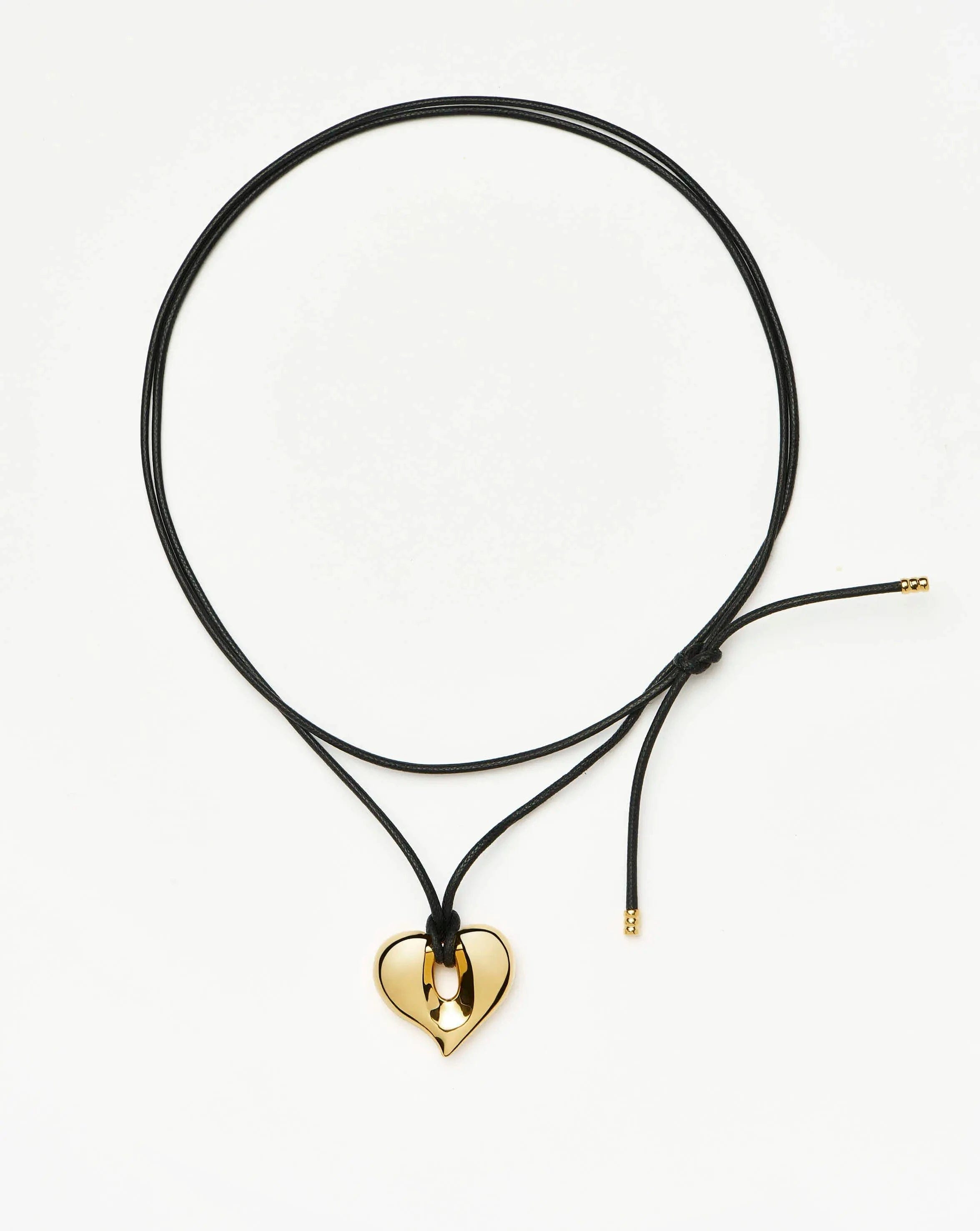 Missoma Molten Heart Pendant Cord Necklace | 18ct Gold Plated