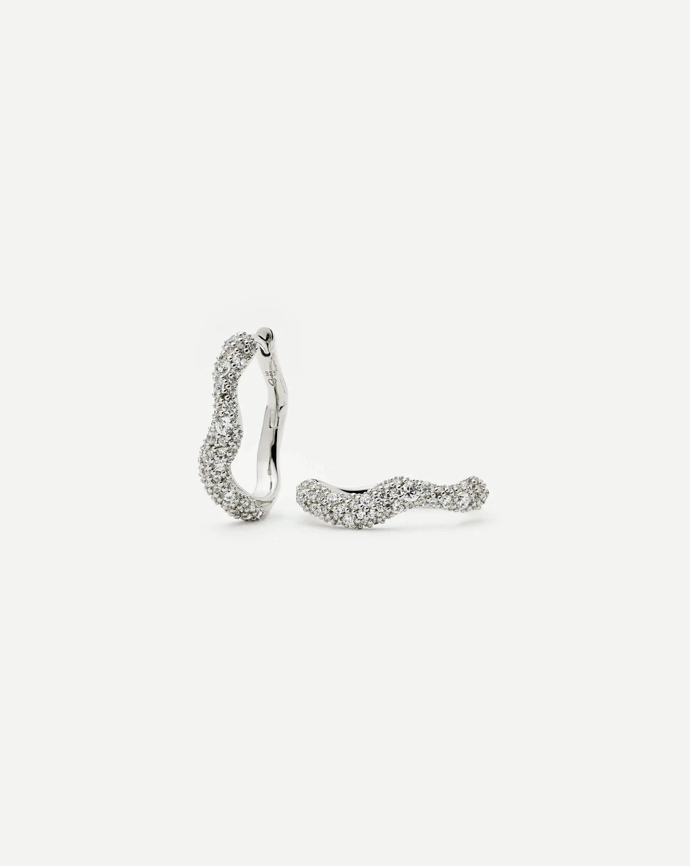 Missoma Molten Snow Small Hoop Earrings | Sterling Silver/Cubic Zirconia